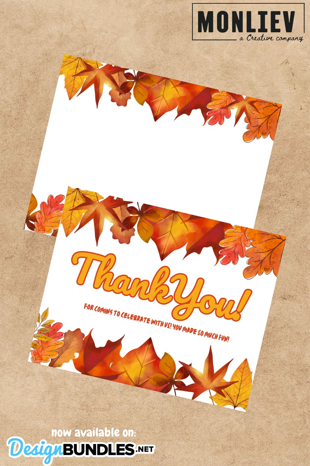 Falling Leaves Thank You Note Cards | Autumn Leaf Theme Thank You Card - View #9
