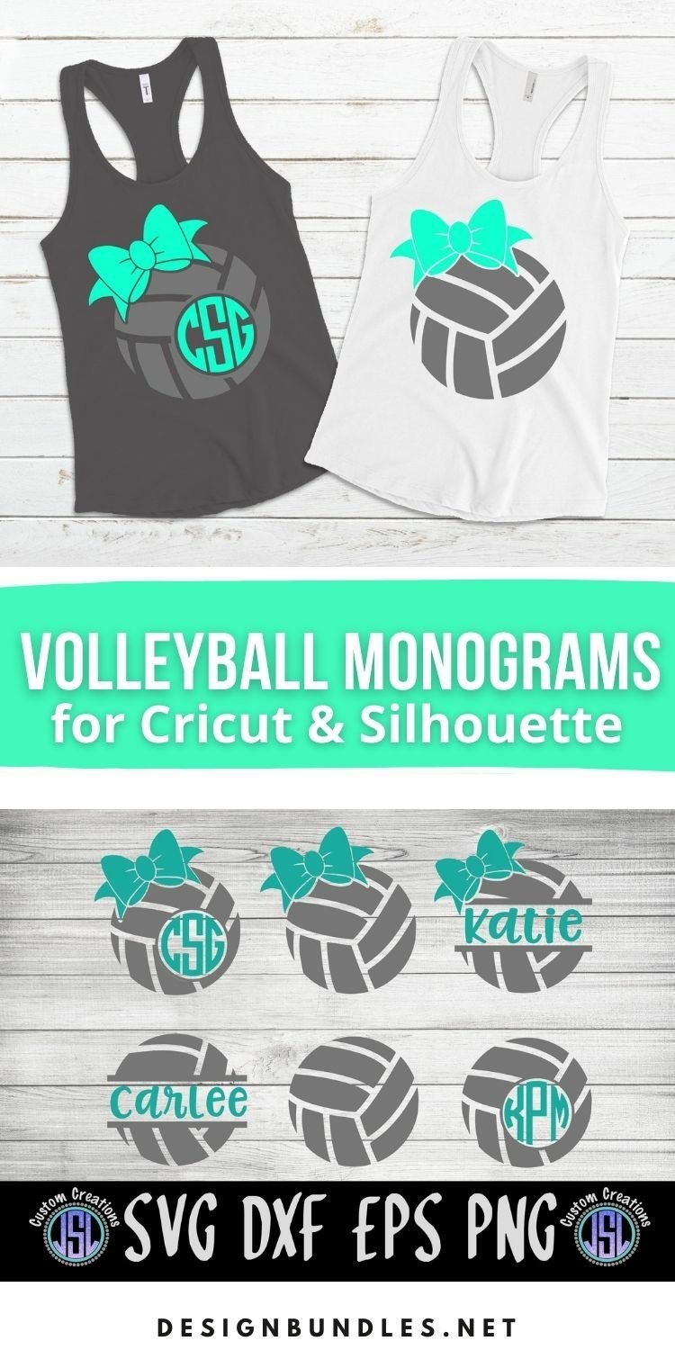Volleyball Monogram Frames Bundle Set of 6 | SVG DXF EPS PNG