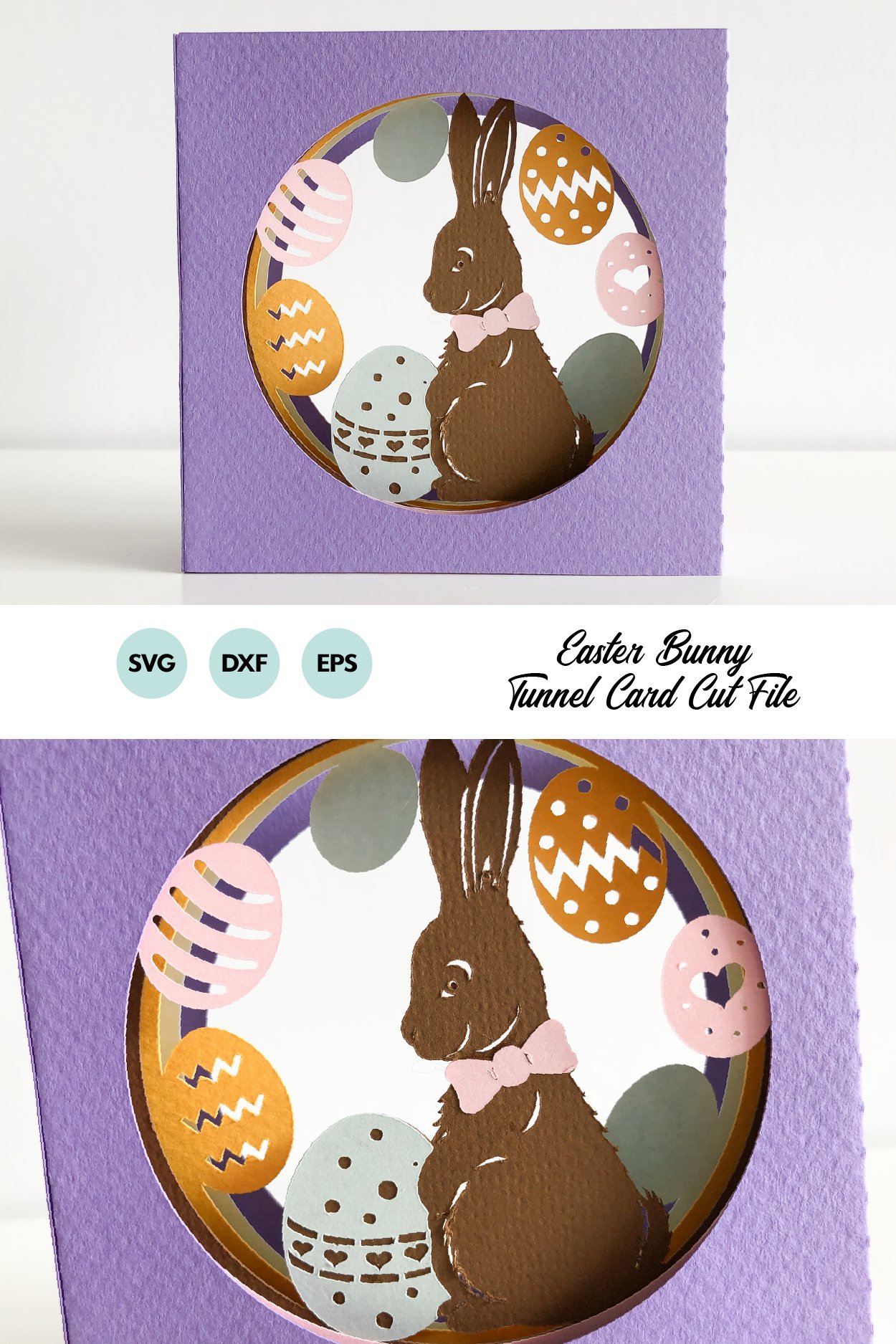 Easter Bunny 3D Shadow Box SVG Layered Papercut Tunnel Card