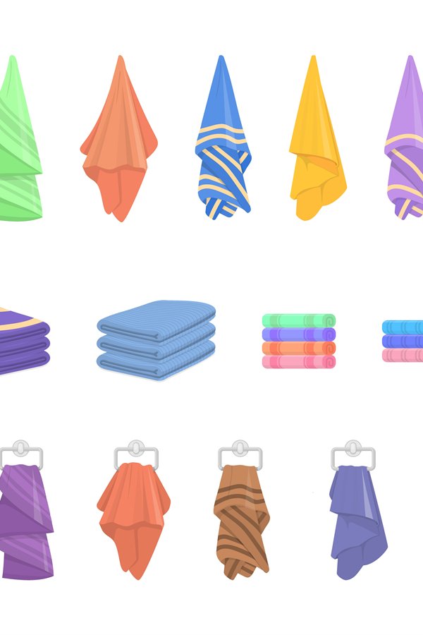 Cartoon towel set. Towels roll, rag bath hang. Self hygiene,