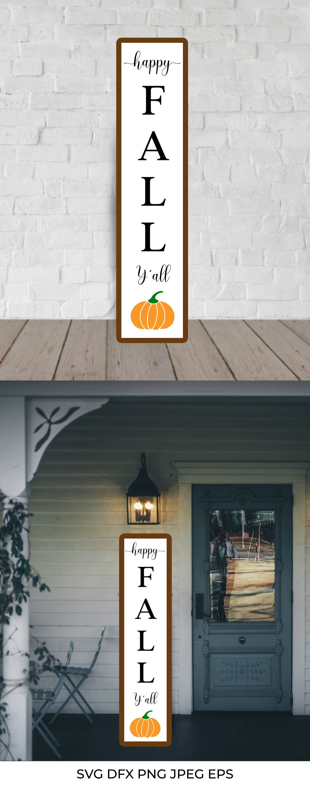 Happy fall y’all, Autumn Fall Porch Sign SVG. Vertical