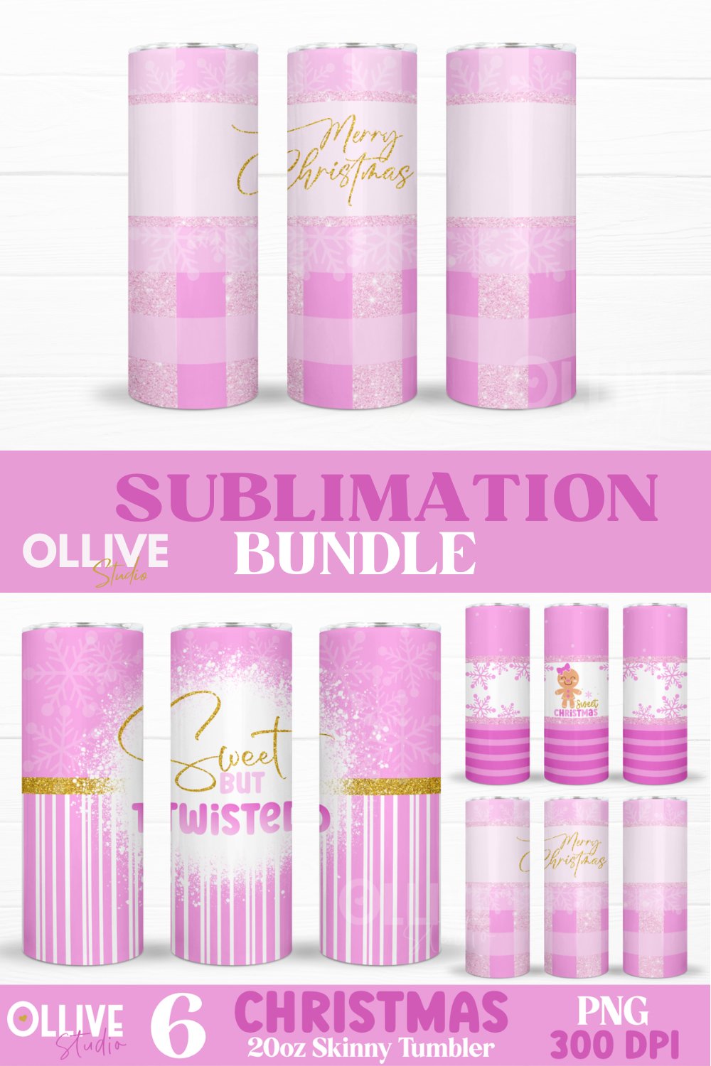 Christmas Skinny 20oz Tumbler Wrap PNG Bundle