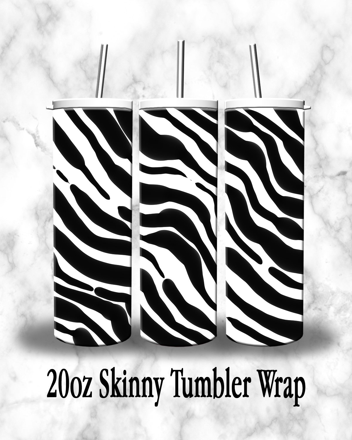 20 Oz Skinny Tumbler Zebra Print Wrap TIE DYE Sublimation