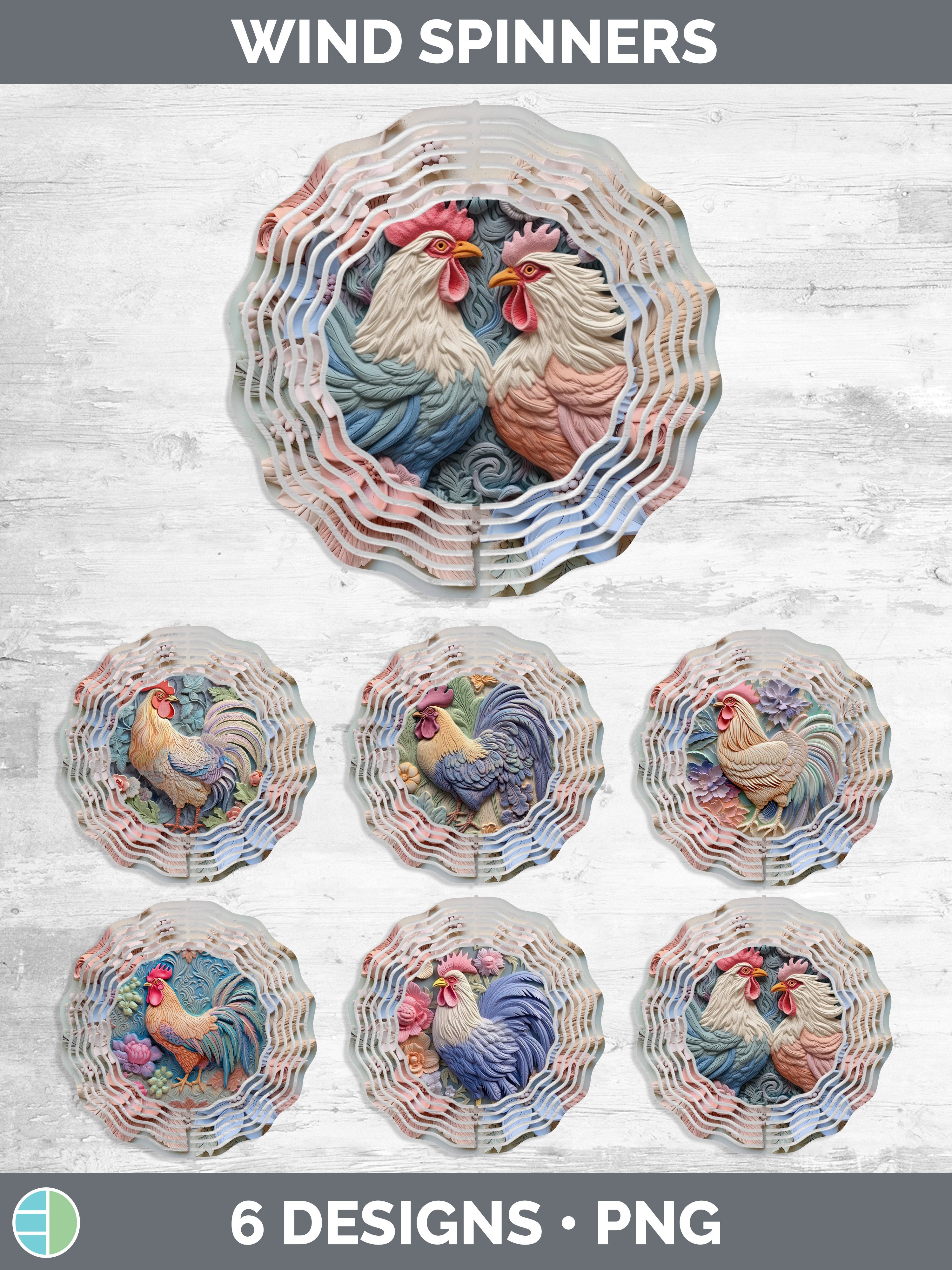 3D Chicken Wind Spinner | Sublimation Spinner Designs Bundle