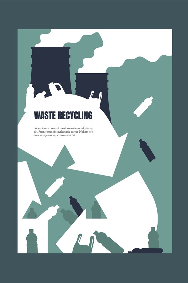 Garbage poster. Waste separation and recycling banners, tras