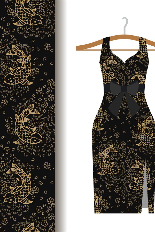 Fish Pattern Clothes Dress fabric pattern with koi fish
