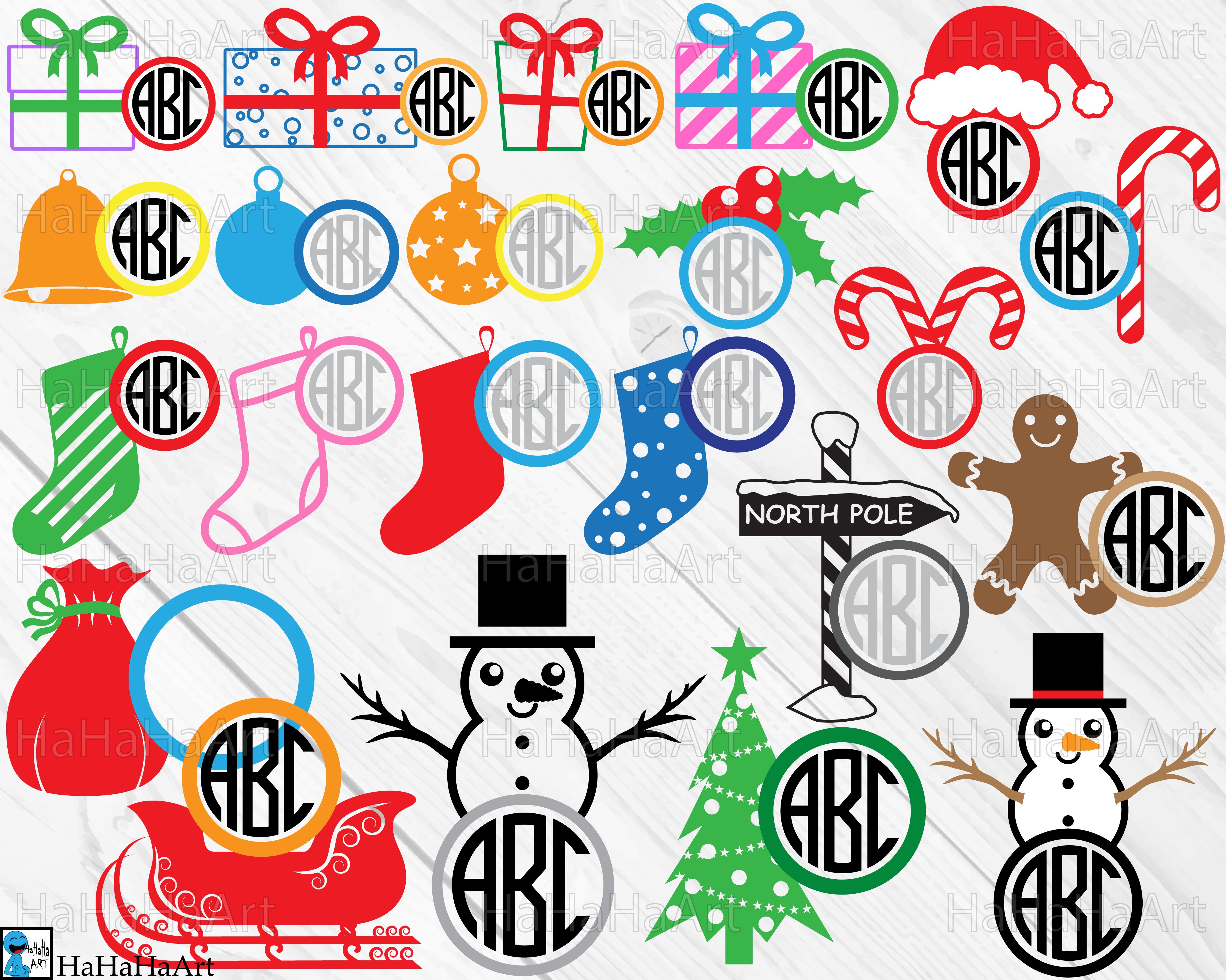 Circle Christmas Designs - Clip art / Cutting (1056922)