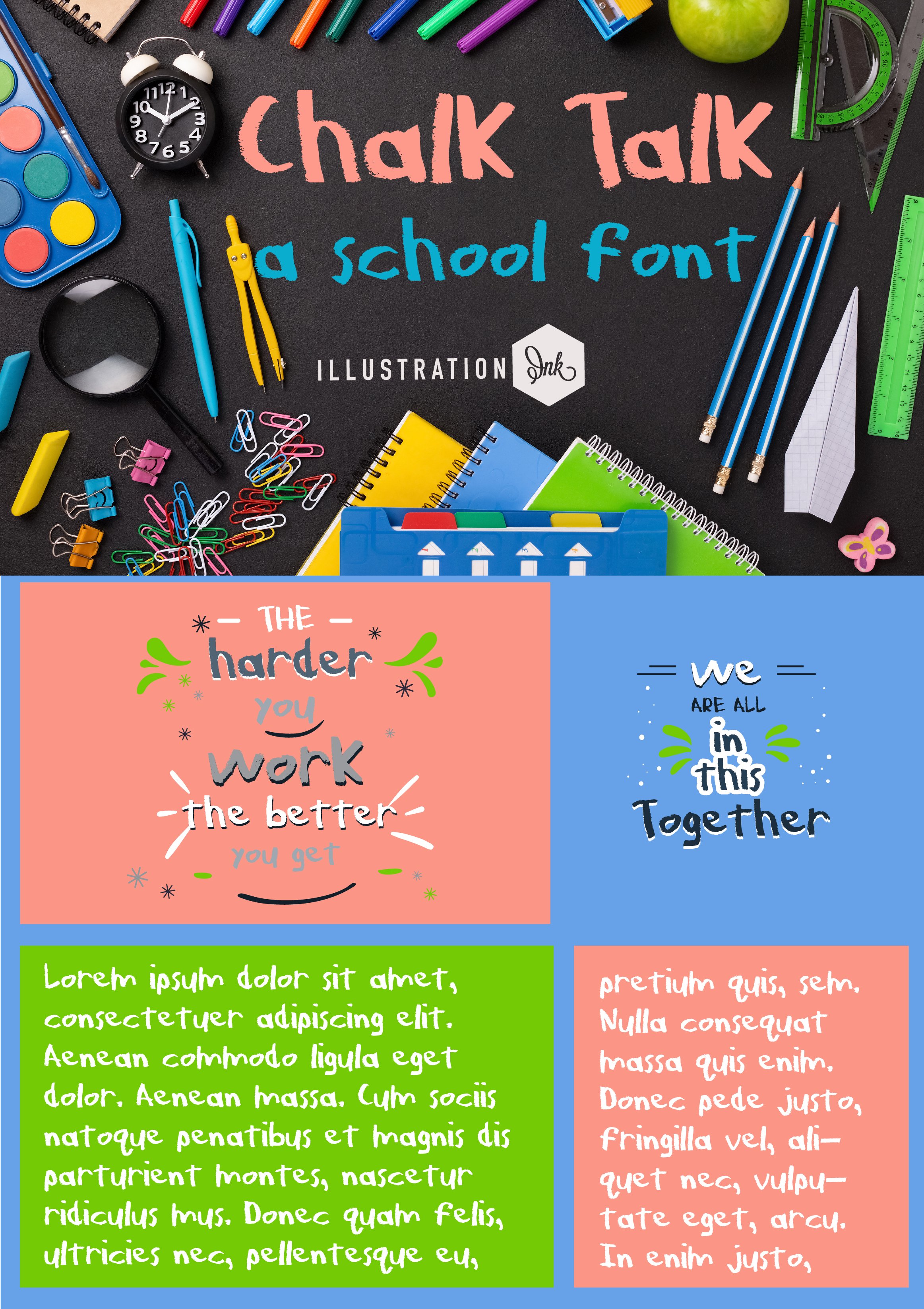 Hand-crafted, school themed font