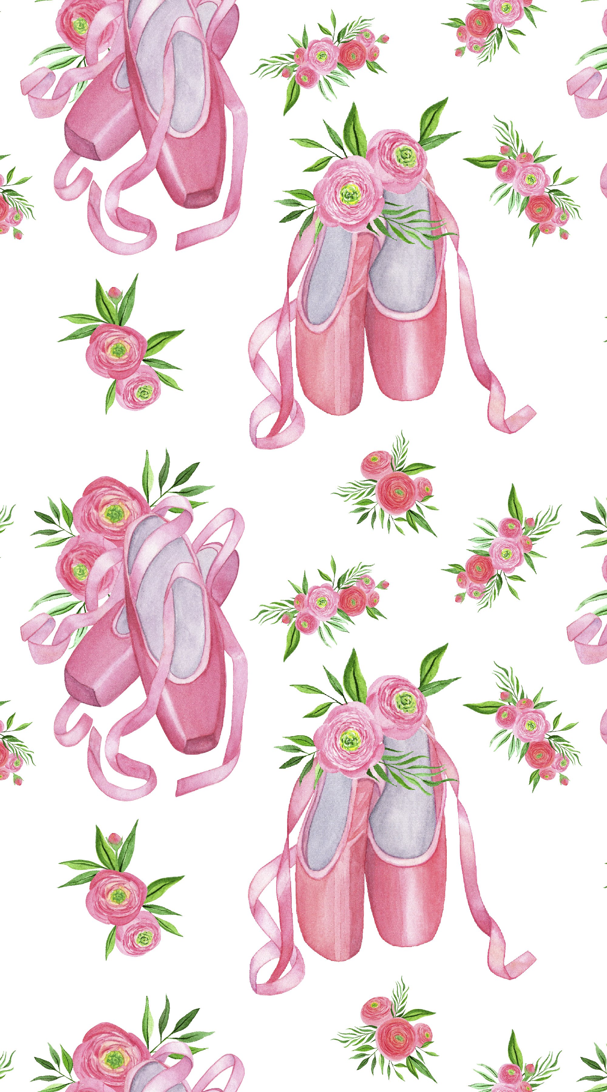 Floral Ballet Shoes Digital Papers Set (608867)
