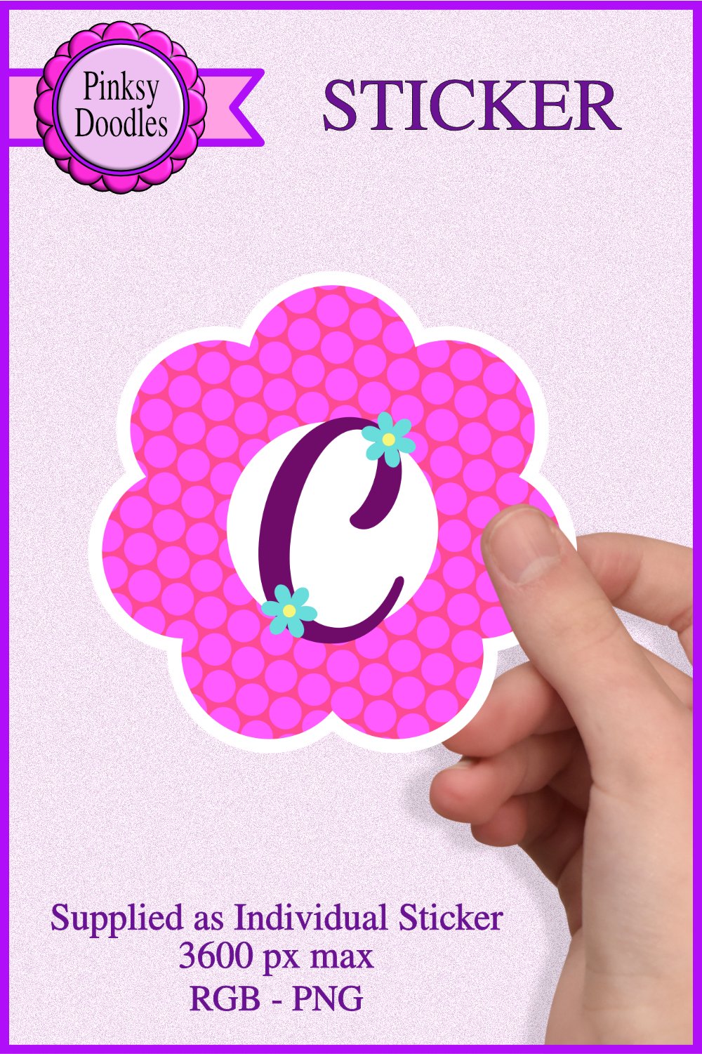 Letter C Flower Monogram Sticker png file
