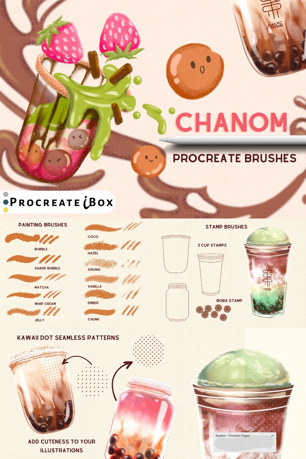 23 Chanom Procreate brushes | Cute illustration brushes