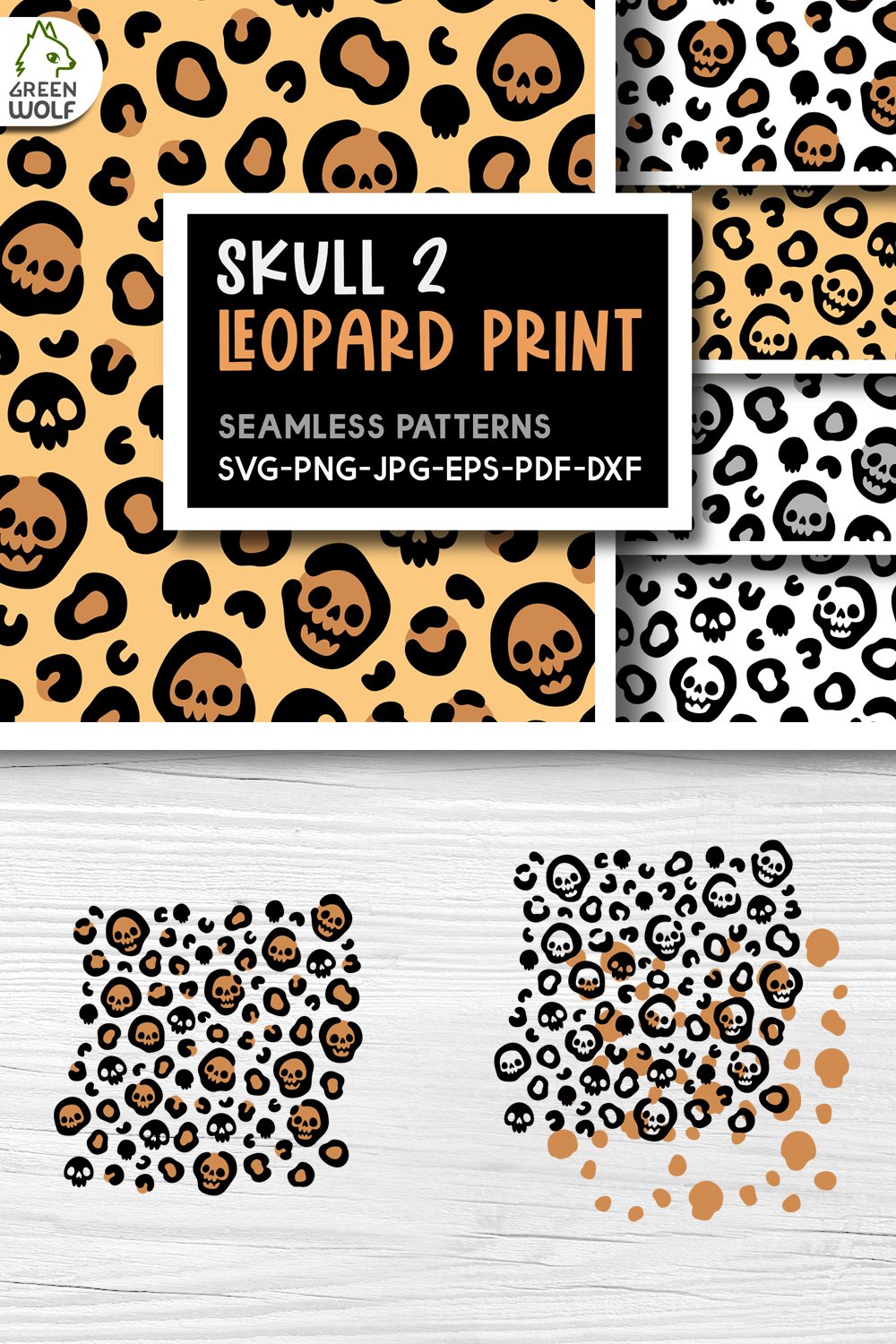Skull leopard print svg bundle Skull svg Halloween patterns
