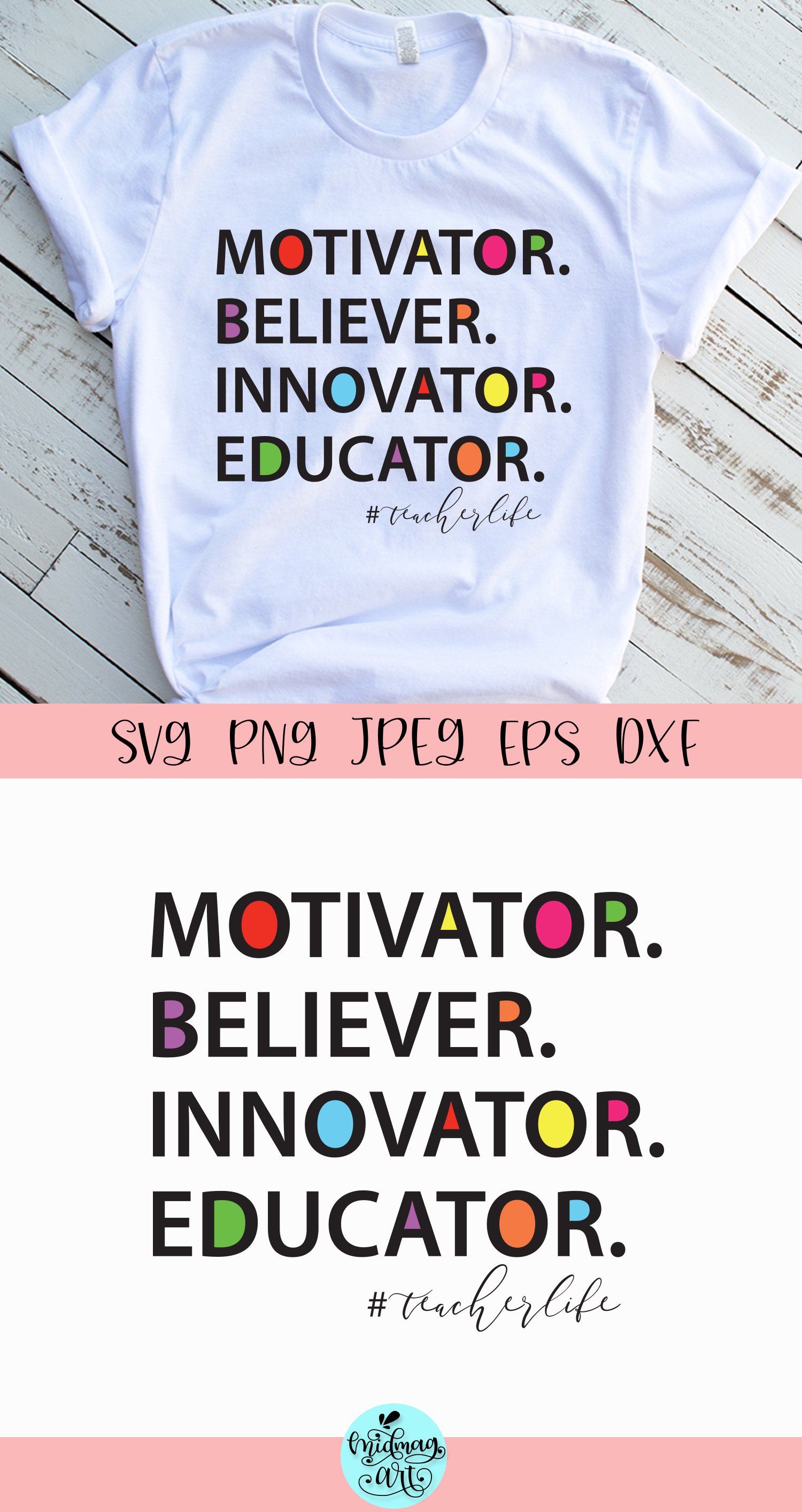 Motivator believer innovator educator svg, teacher svg