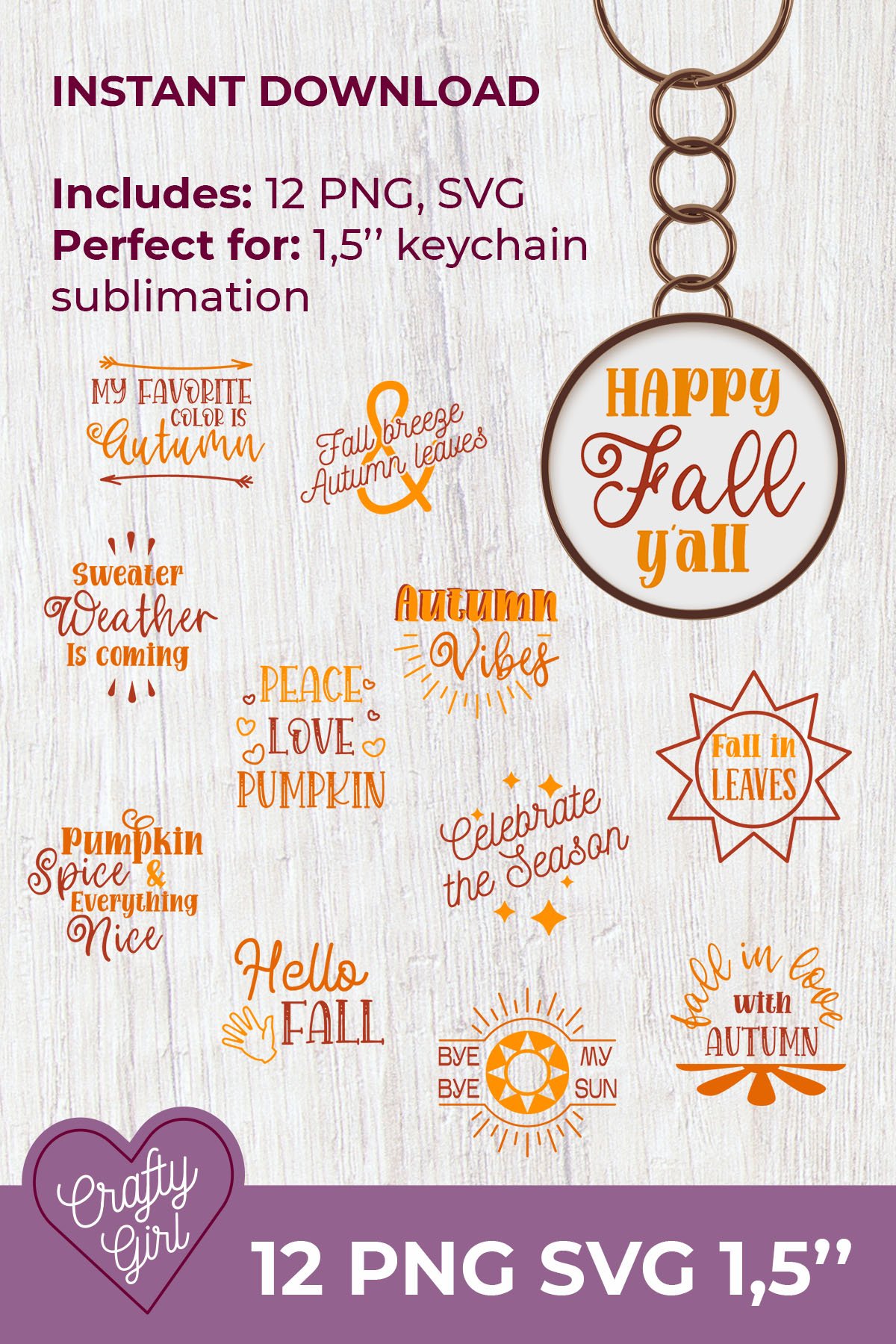 Fall Quotes Keychain Bundle Print and Cut and Sublimation