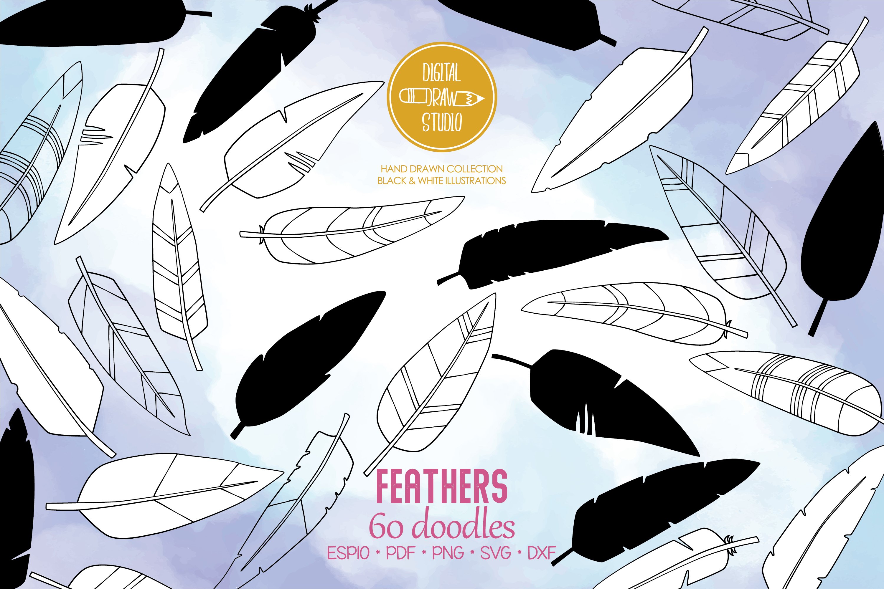 Hand Drawn Feathers | Bird Feathers Tattoo, Boho Aztec Decor
