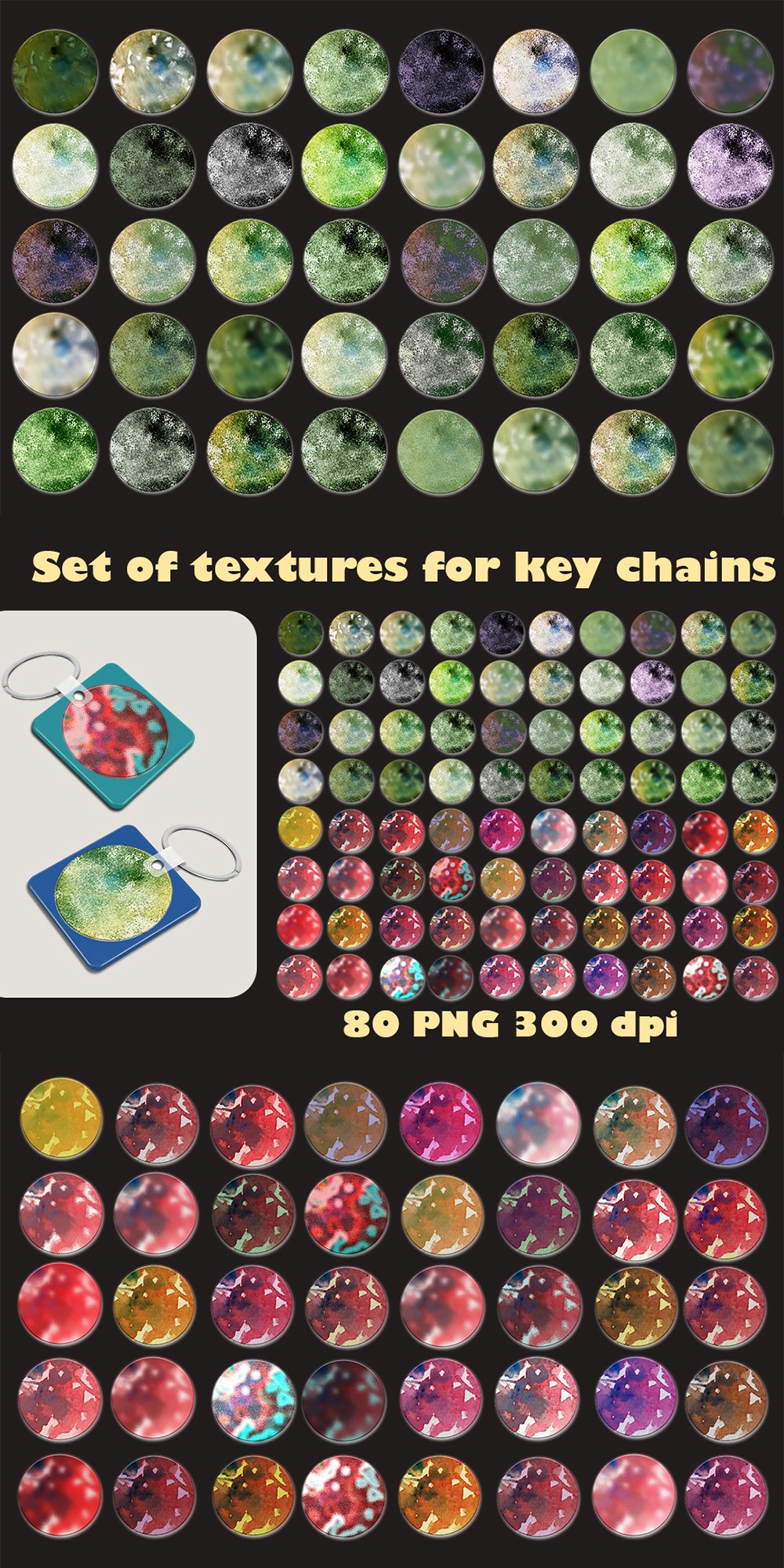 80 Set of textures for key chains
