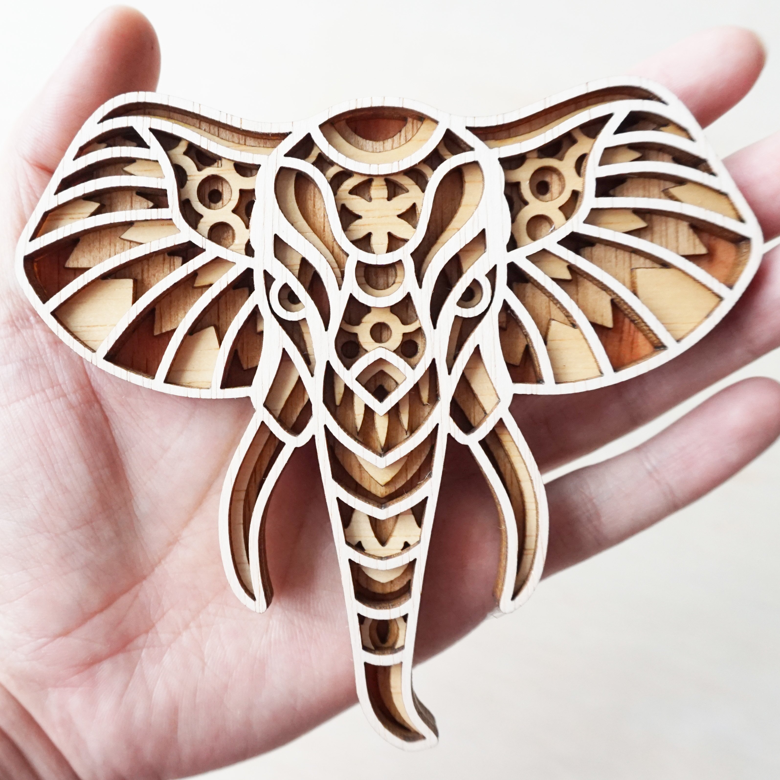 Elephant Layered Mandala Laser Cut File SVG / DXF