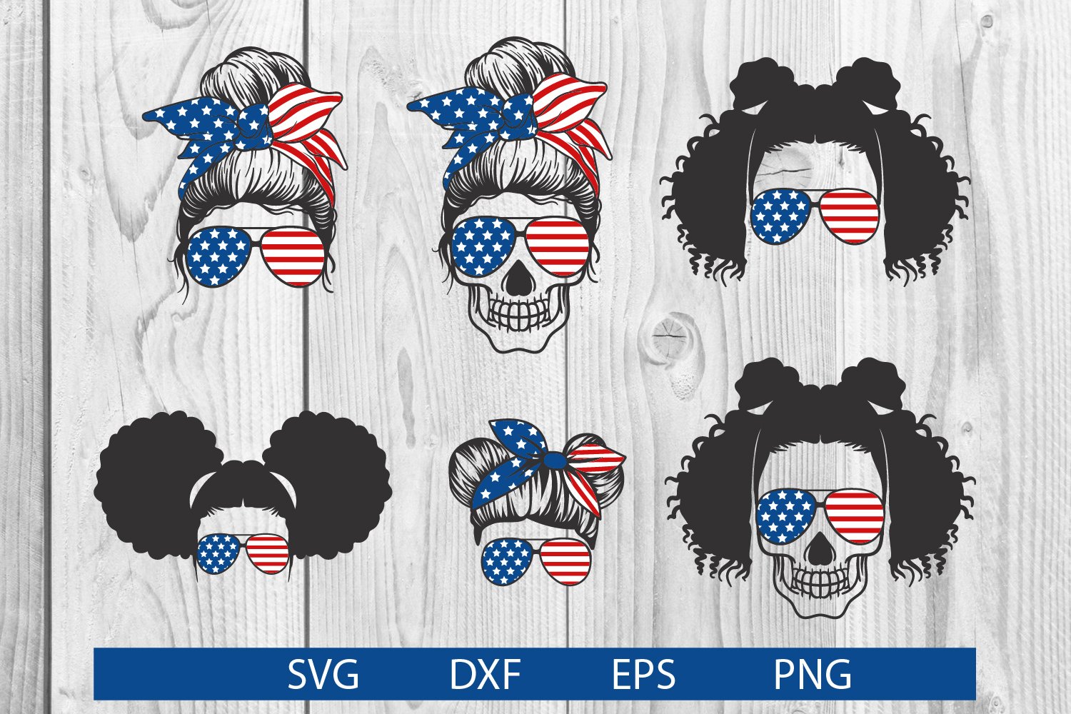 messy bun 4th of july svg, sublimation, patriotic (1422506) | SVGs