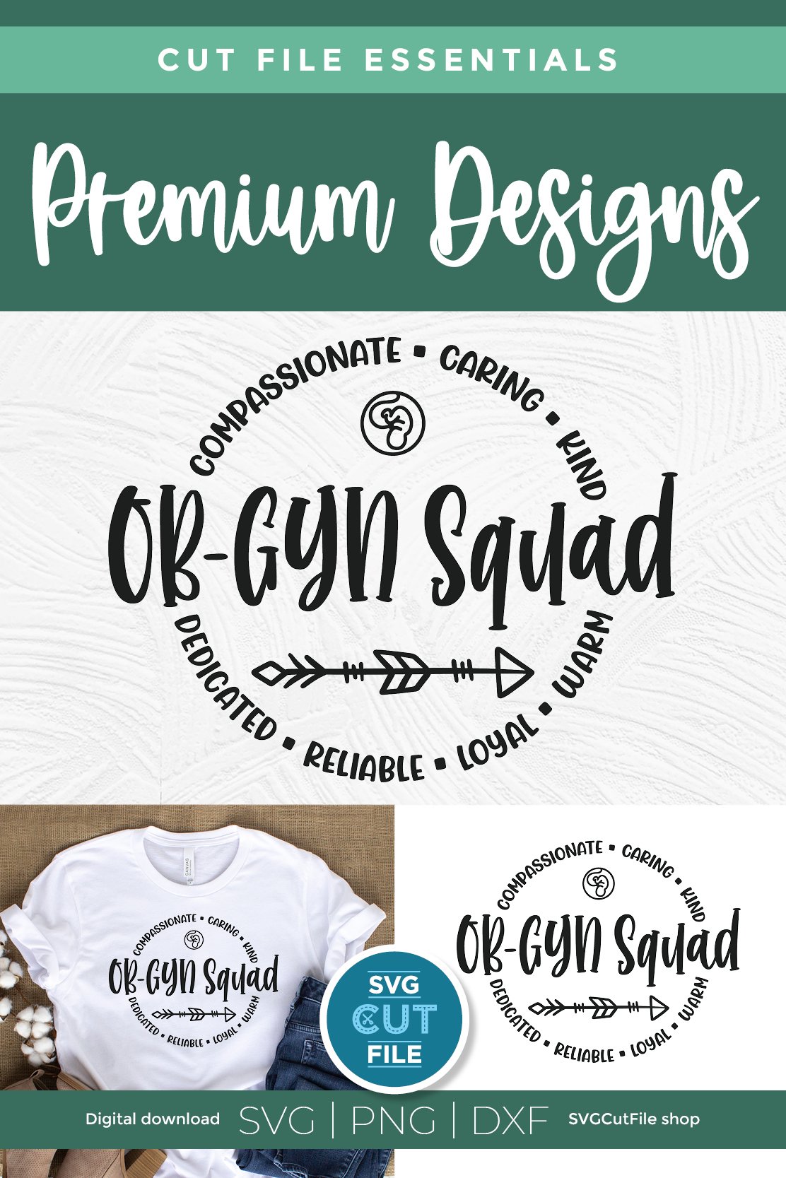OBGYN squad svg with heart words