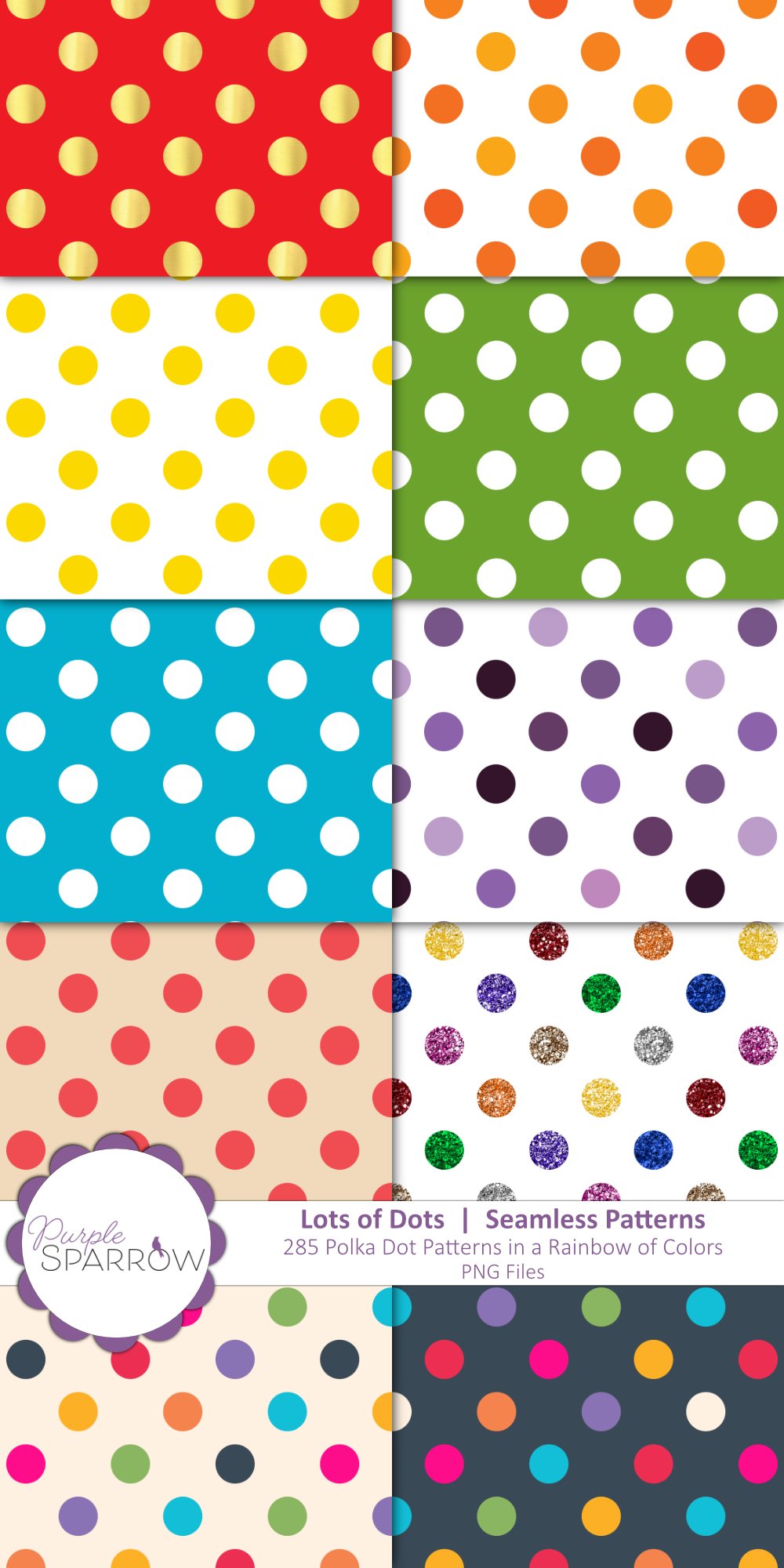 Lots of Dots Seamless Pattern Collection | 285 PNG Files