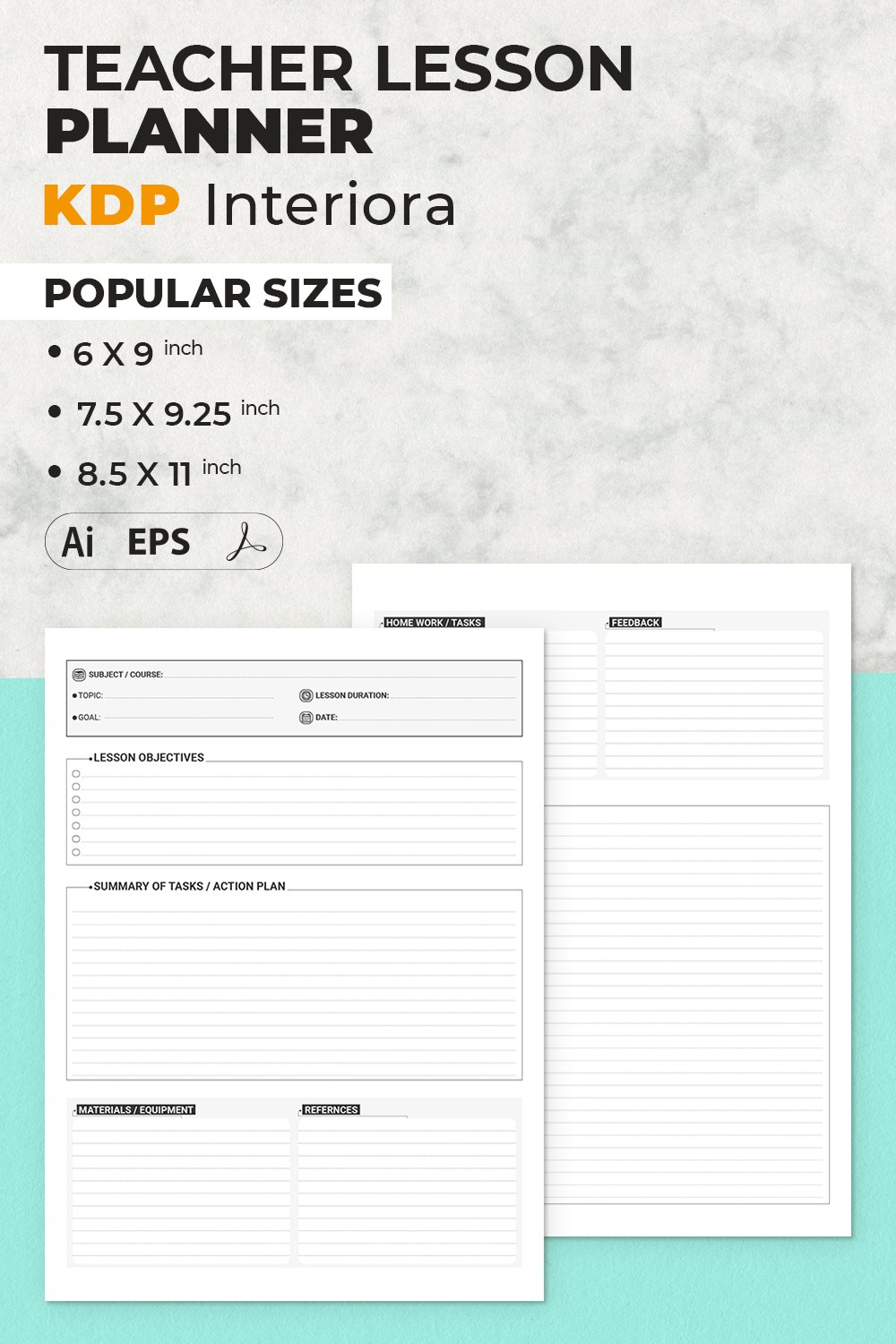 Teacher Lesson Planner | KDP Interior Template