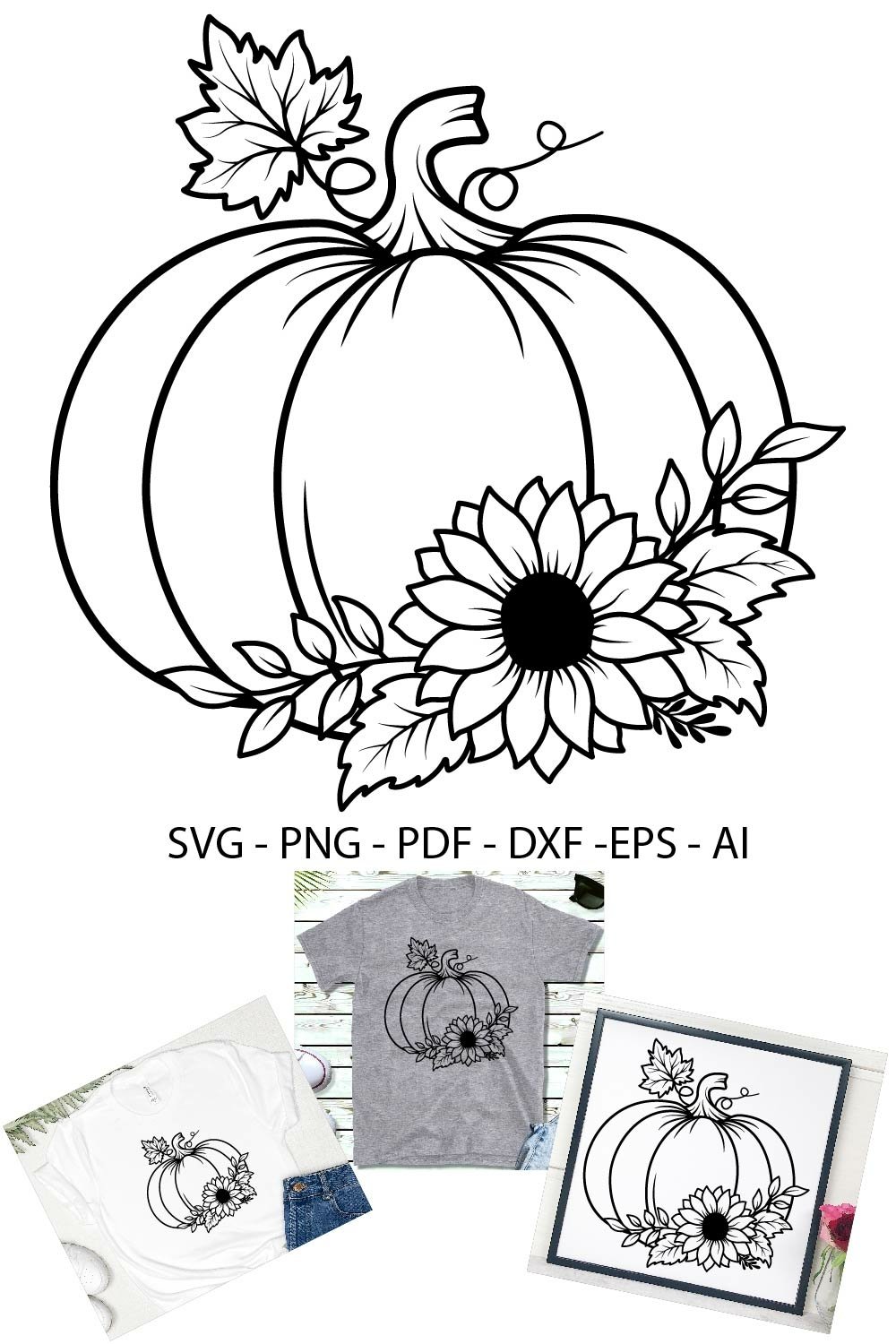Pumpkin with Sunflower Svg Pumpkin Svg Fall Svg