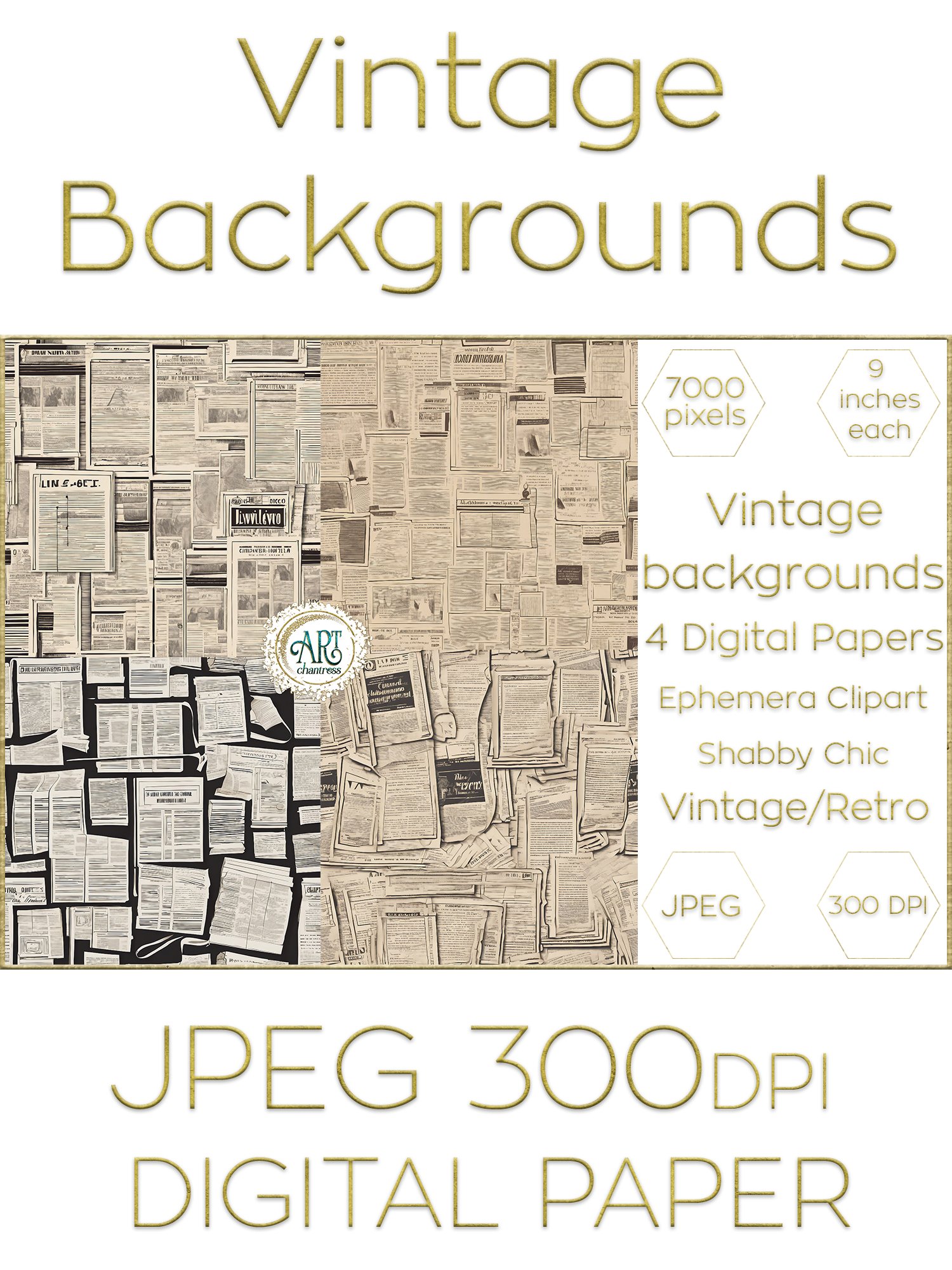 Victorian Scrapbook Old Newspaper digital paper (3213261)