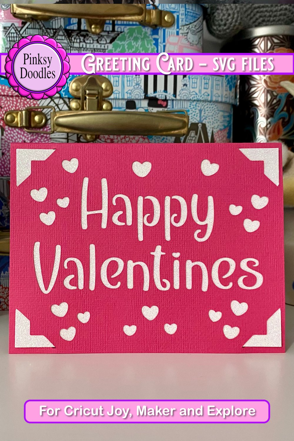 Happy Valentines card paper cut svg cut files with envelope
