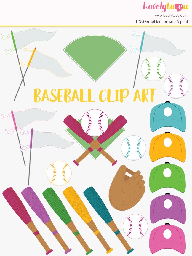 Baseball game clipart set