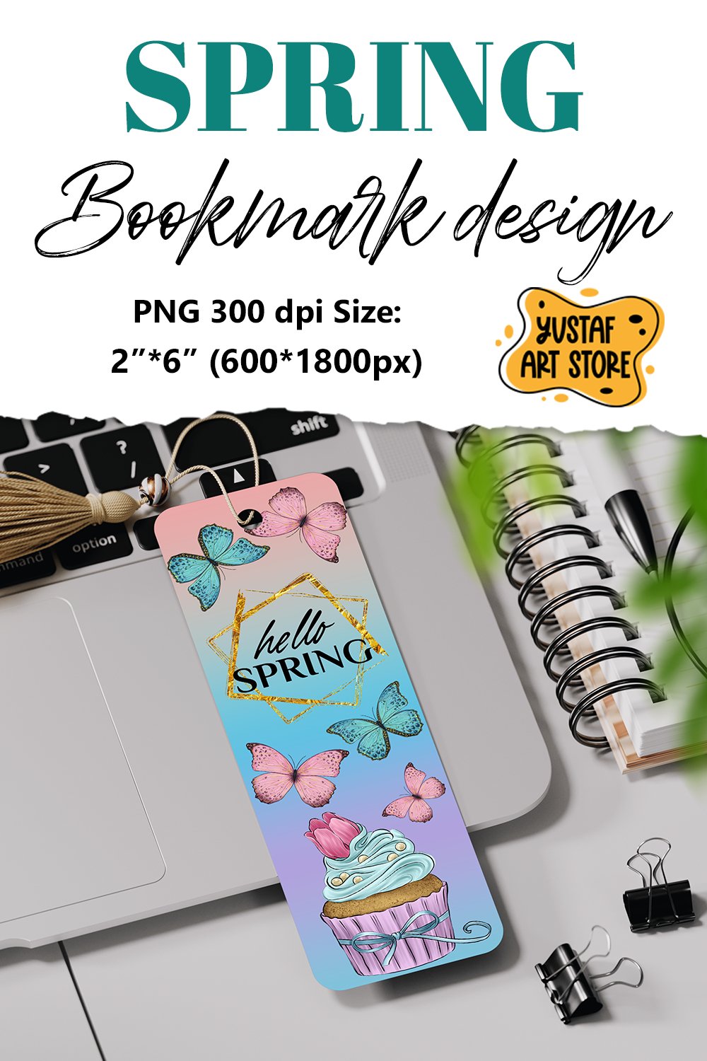 Springles Bookmark Spring Bookmark printable. Butterfly and cupcake (3305980)