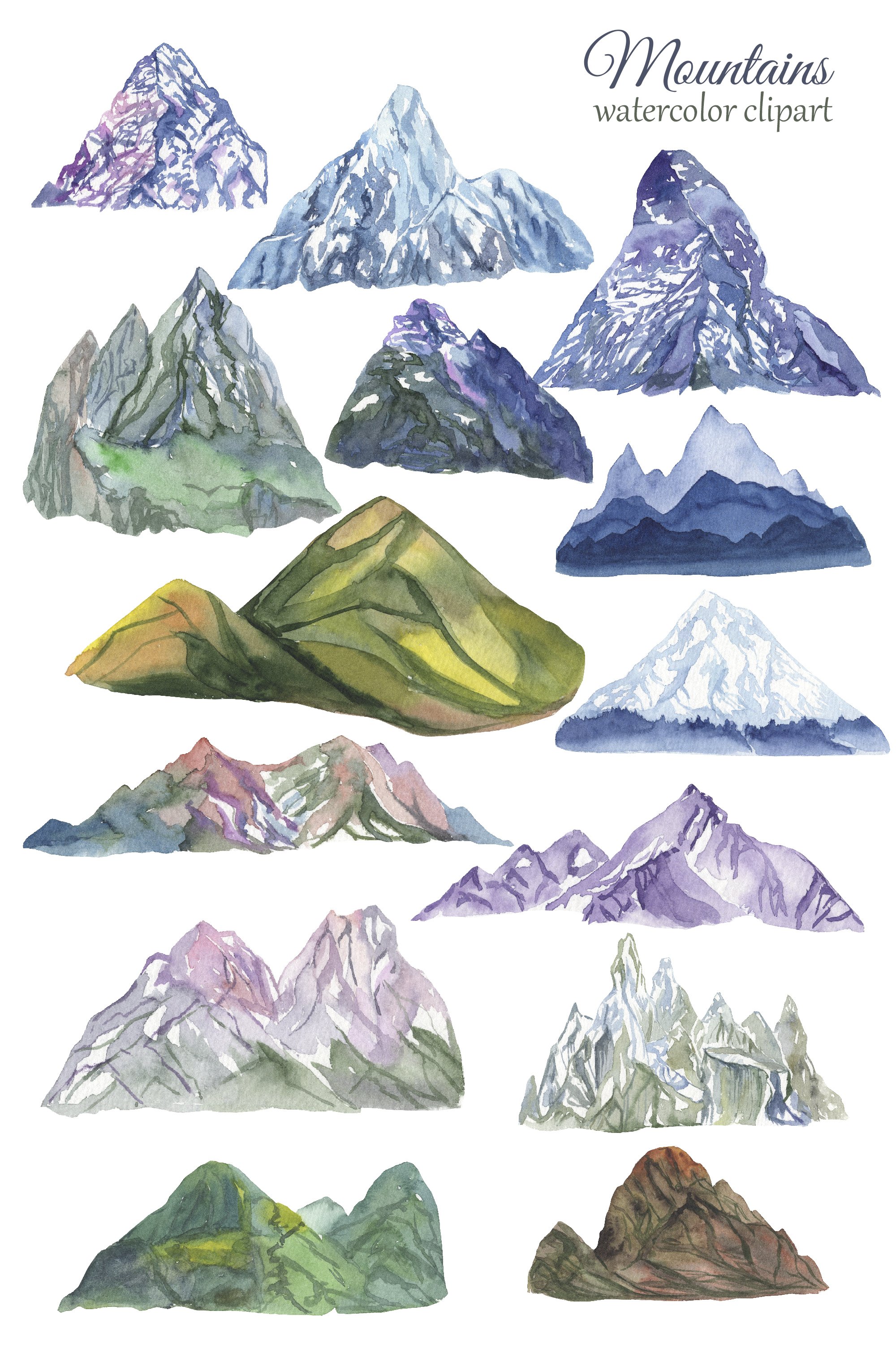 Watercolor Mountains Clipart (838773)