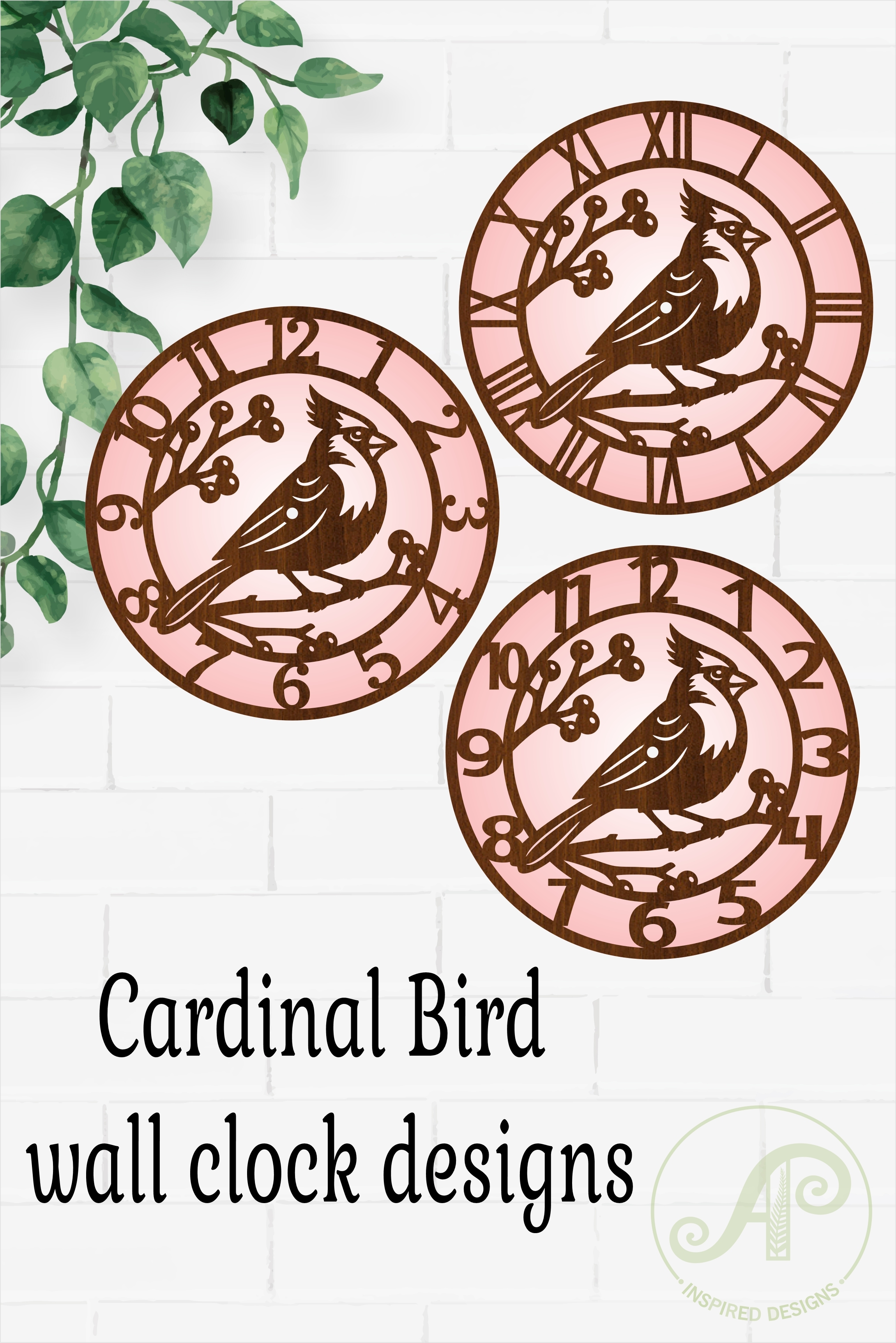 Cardinal Bird Wall Clock SVG, Laser Cut Clock Design