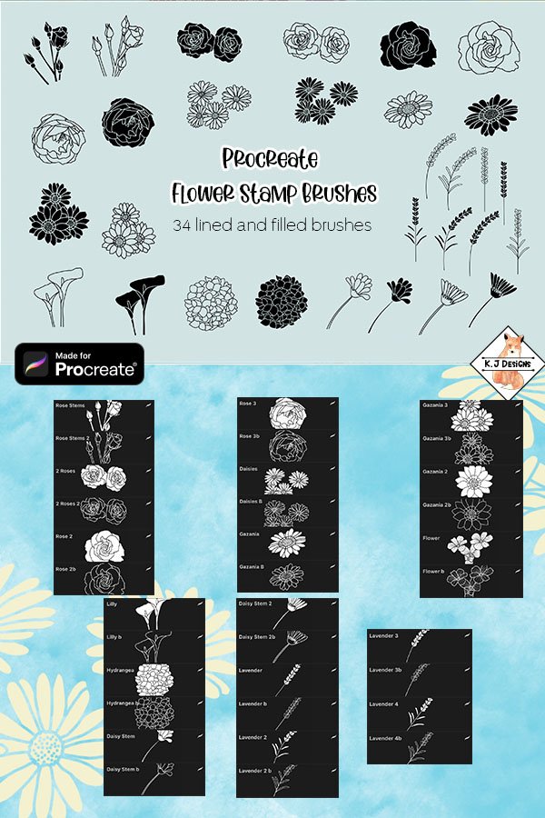Procreate Flower Stamp Brushes