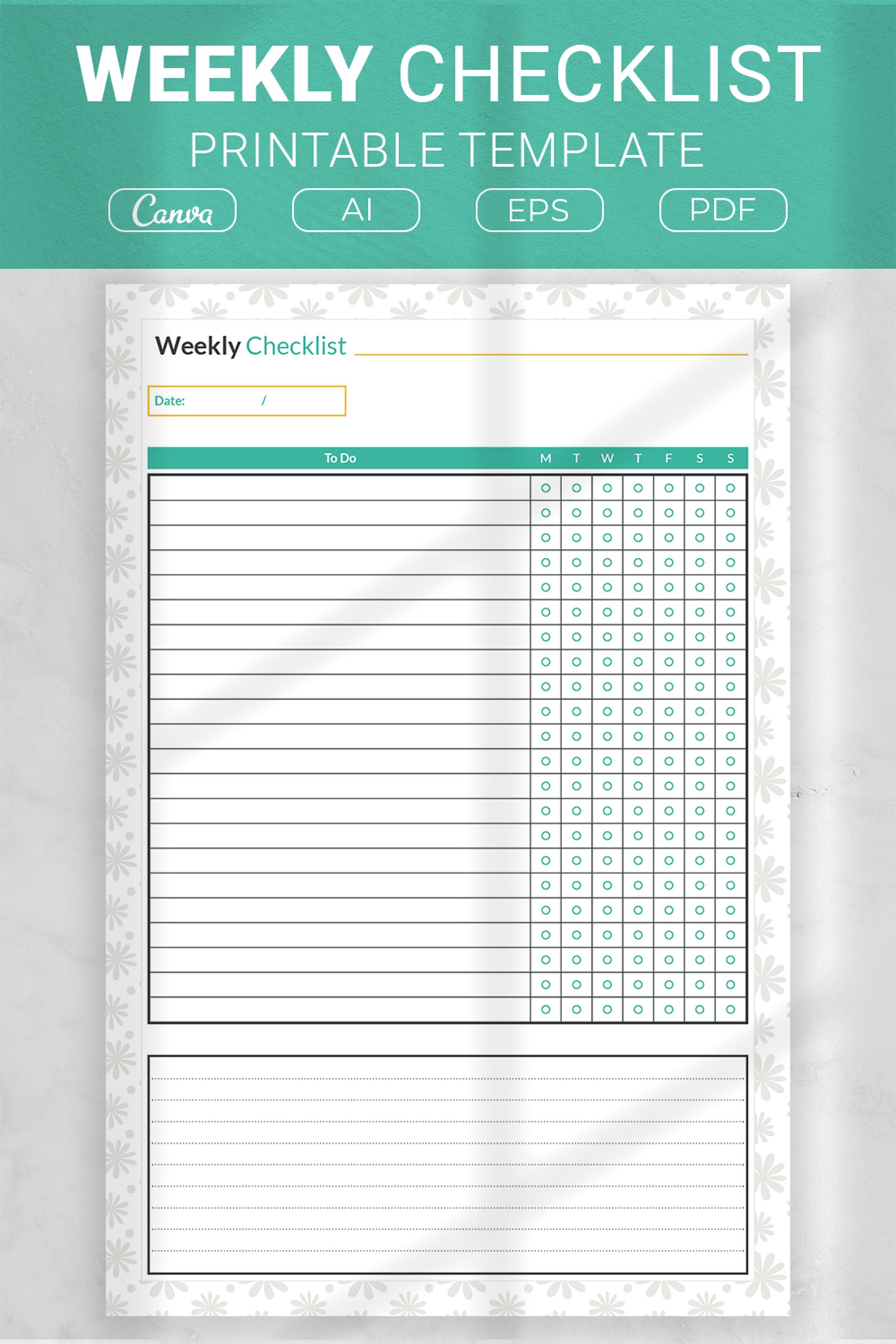 Weekly Checklist Printable Template (2950505)