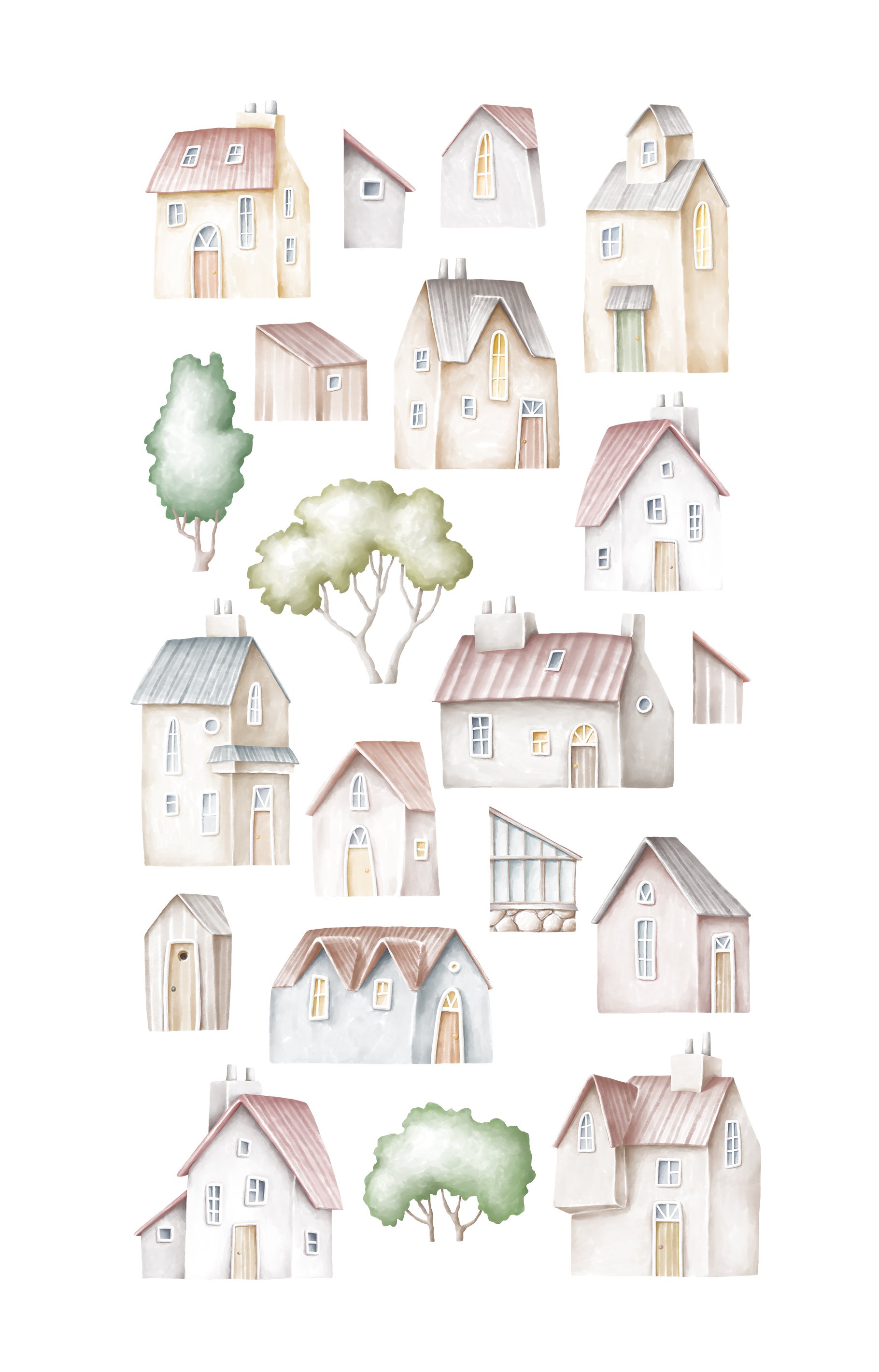 Beautiful houses hand drawn clipart