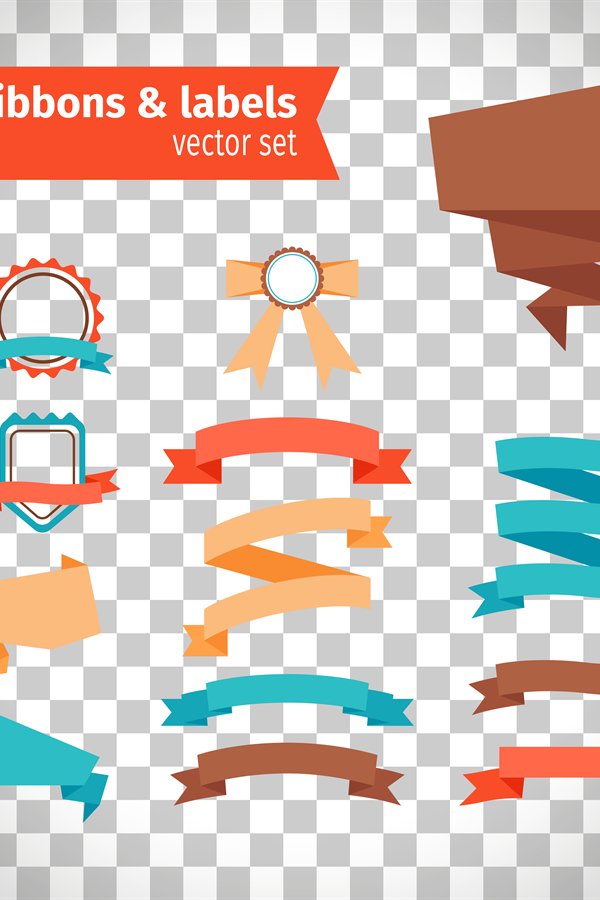 Ribbons and labels in modern style