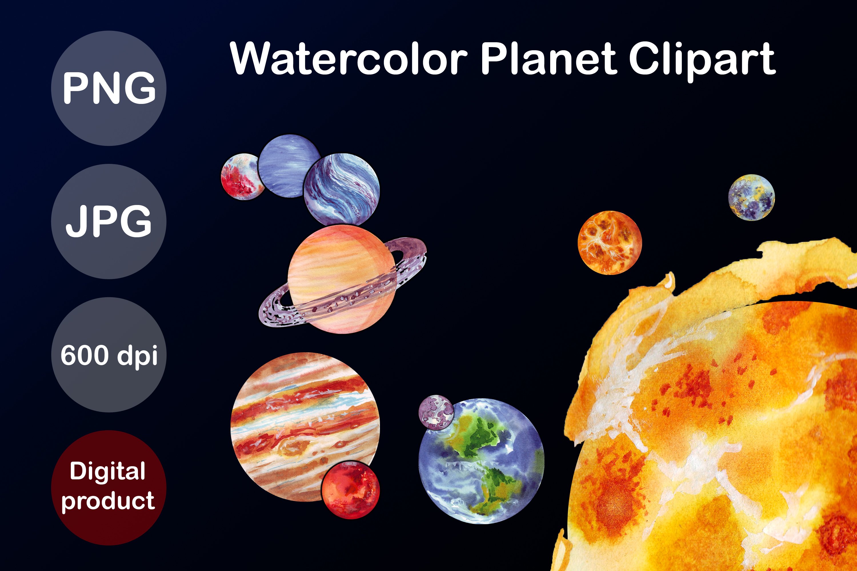 Planet Clip Art Watercolor Outer Space Explorer (1257916)