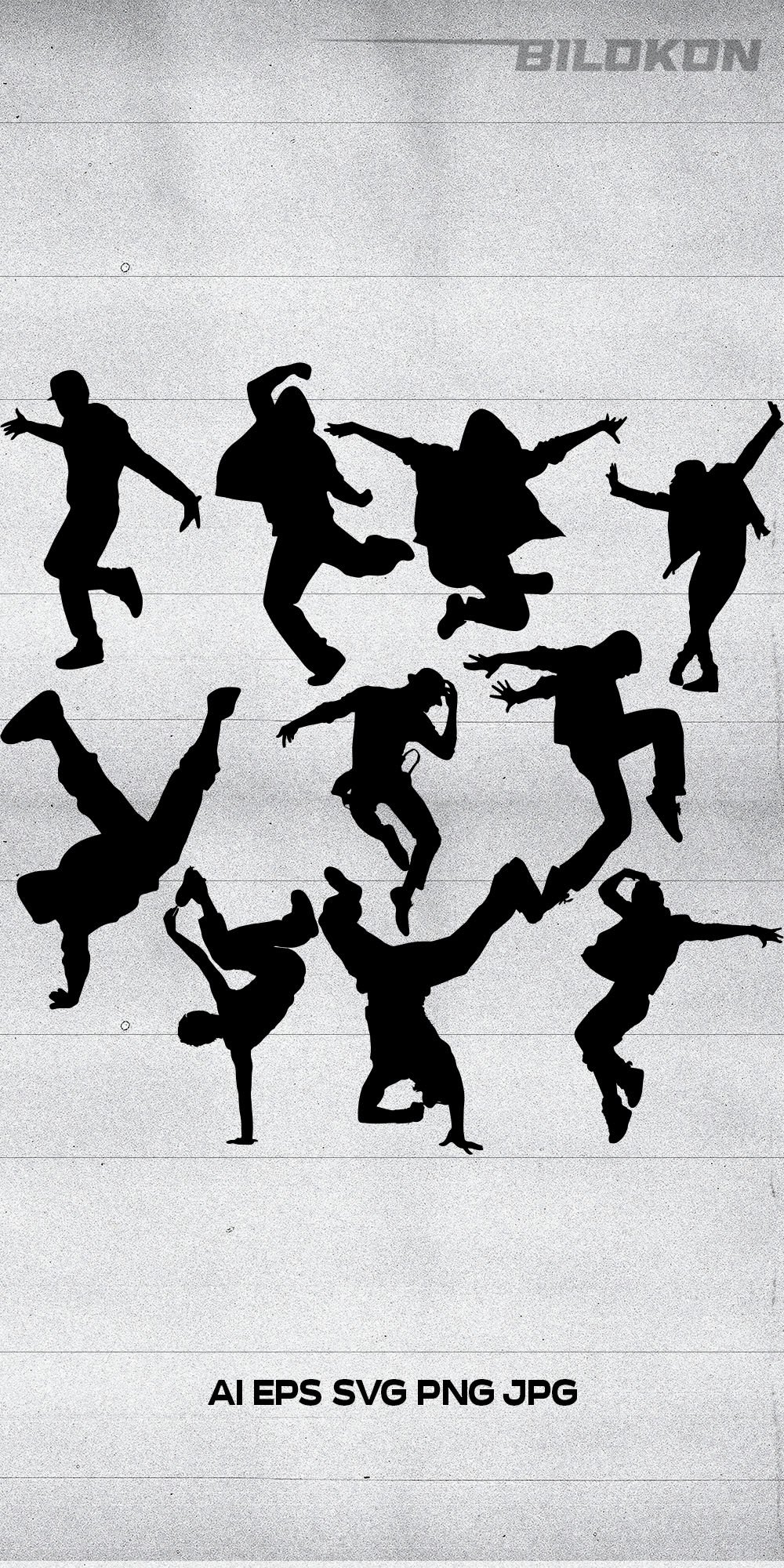 Silhouette dancers set, SVG Vector, image size:1000x2000