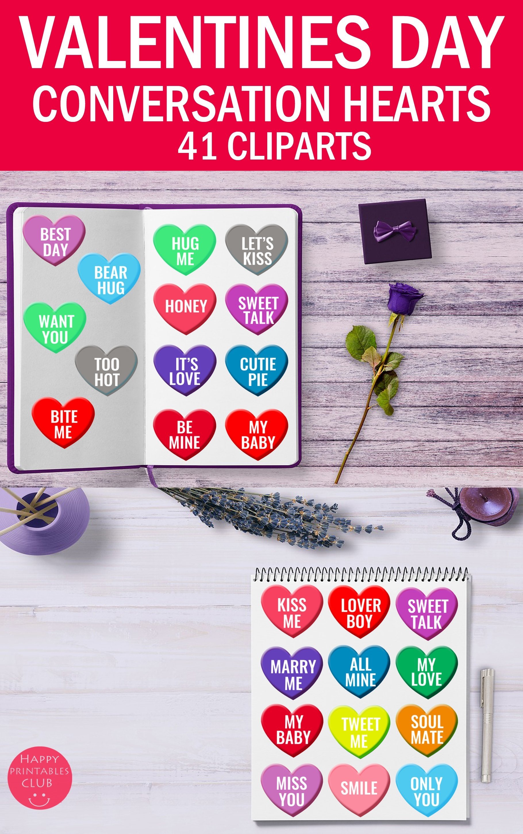Valentine's Conversation Hearts Cliparts-Love Hearts