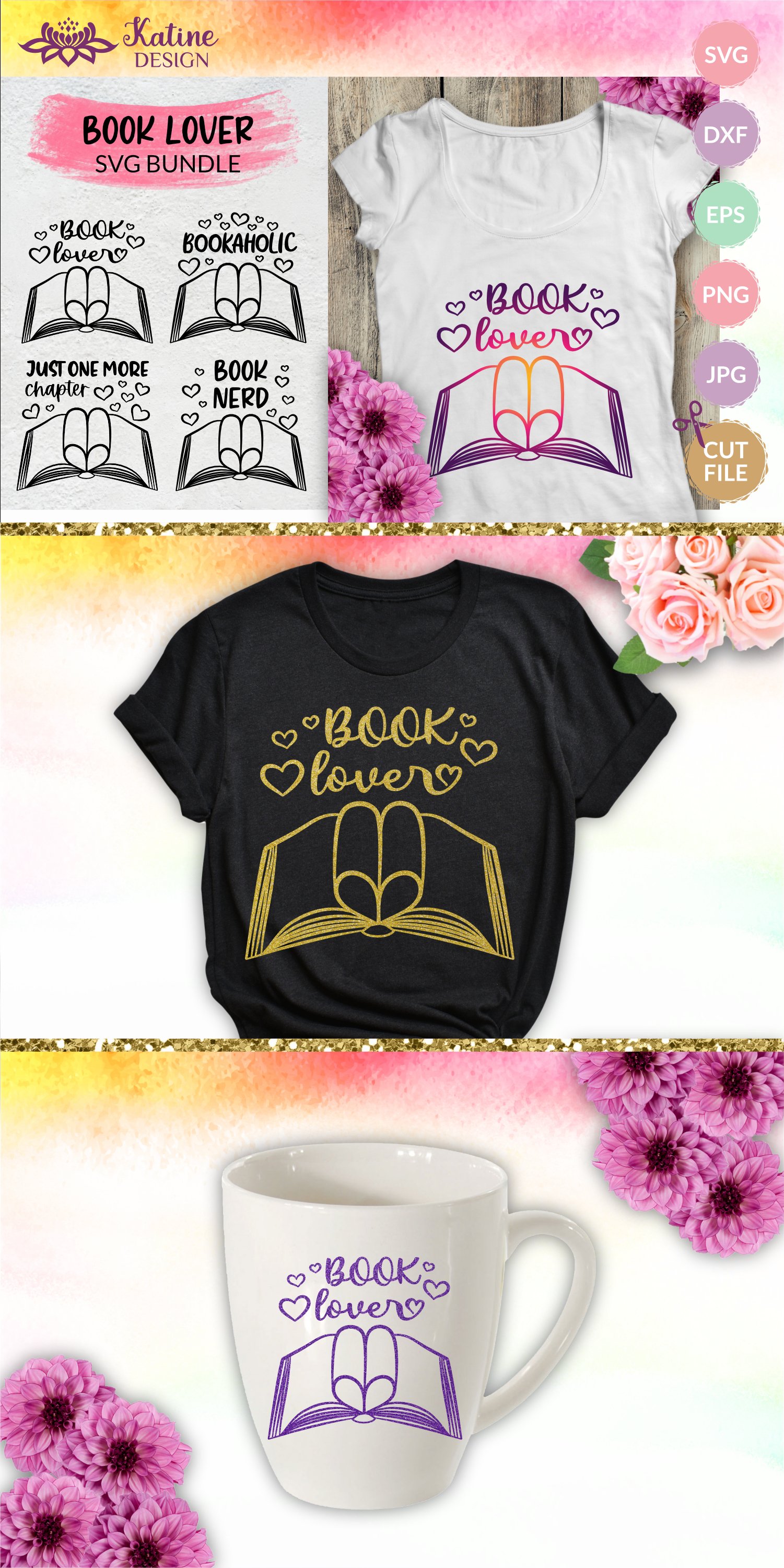 Book lover Svg Reading Quotes Vector Bundle