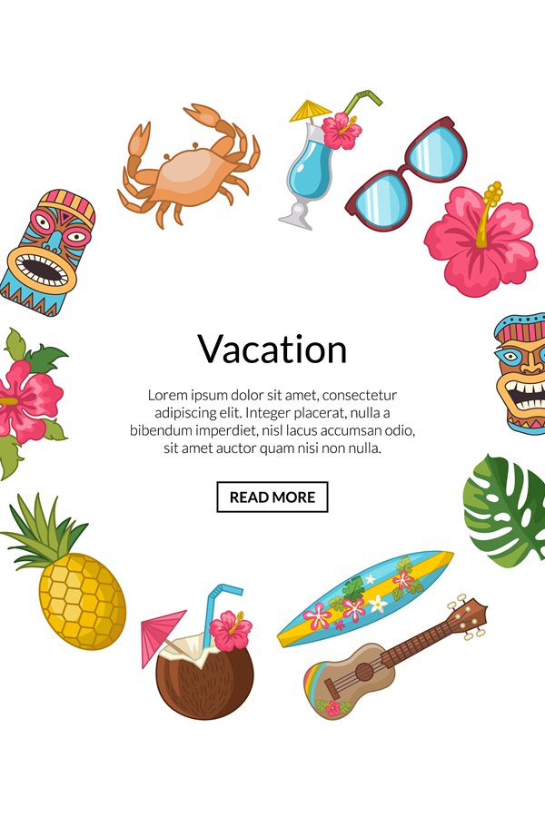 Vector cartoon summer travel elements in circle (859832)