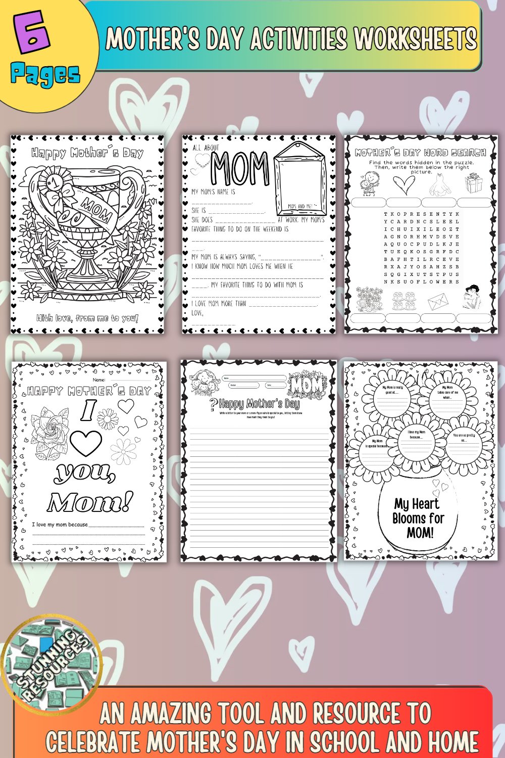Mother's Day Activities Pages Worksheet 6 Pages PDF