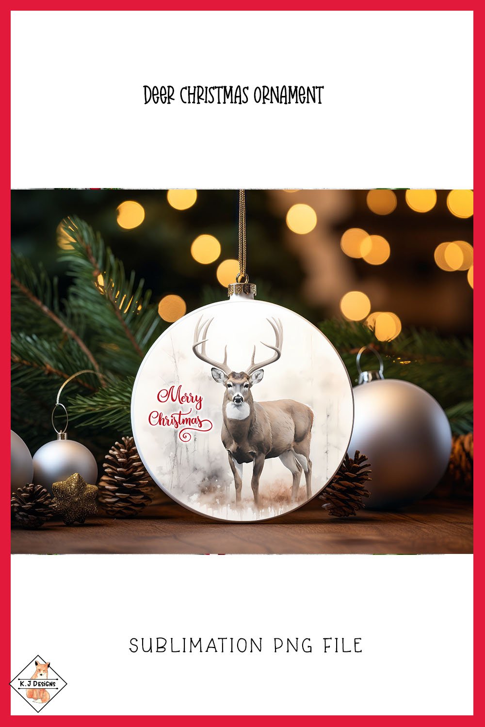 Deer Ornament | Christmas Sublimation