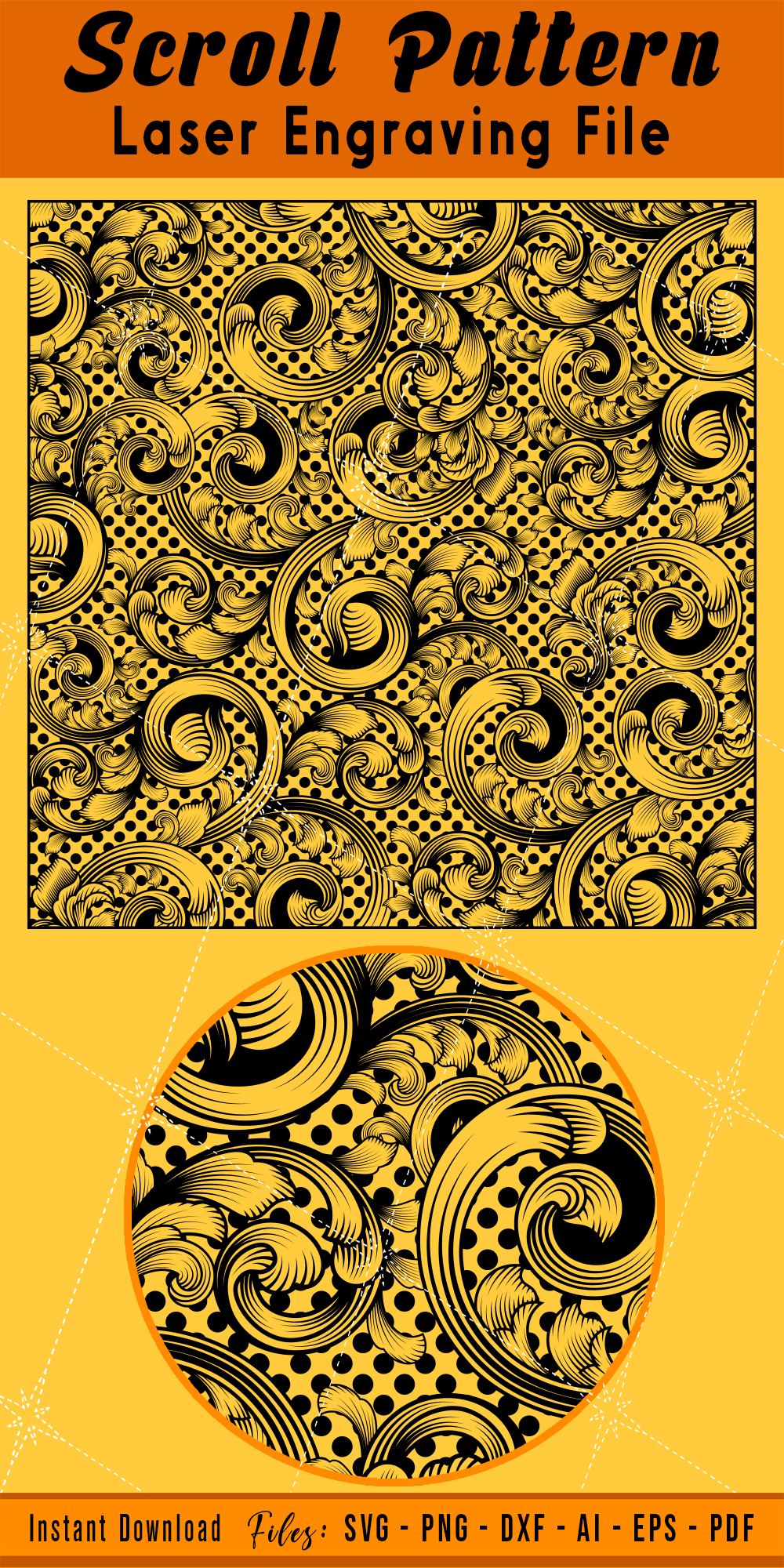 Scroll Laser Engraving Pattern Vector Scrollwork SVG Design