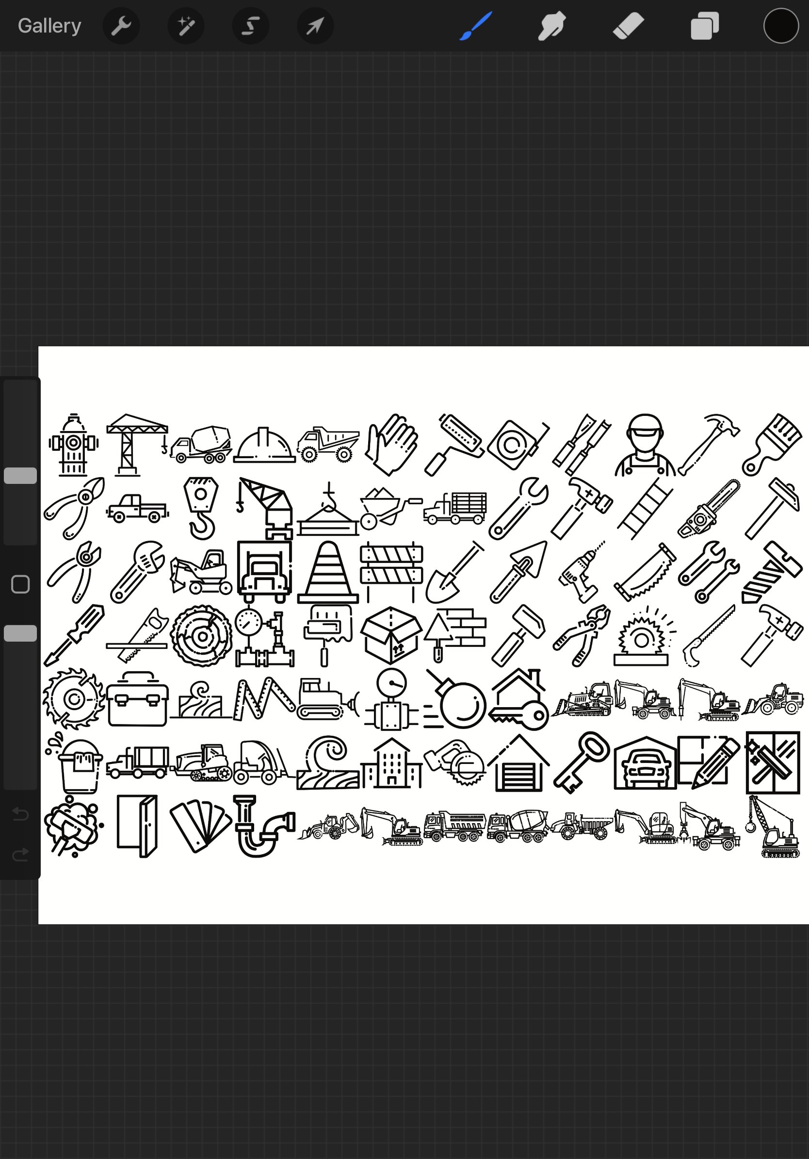 Construction Icons Outlines Set 1 Procreate Brush Stamps, 84