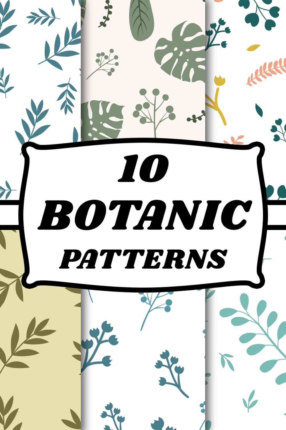 Botanic pattern set summer vector backgrounds