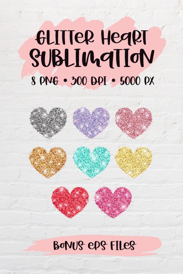 Sublimation Background Bundle, Glitter Valentines Hearts PNG
