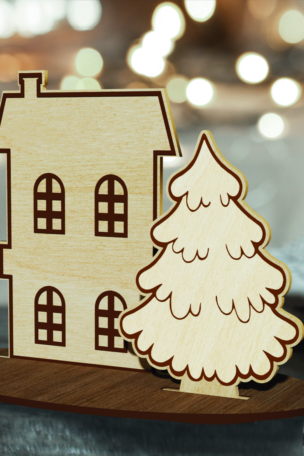 Christmas Stand Wood Cut Decor