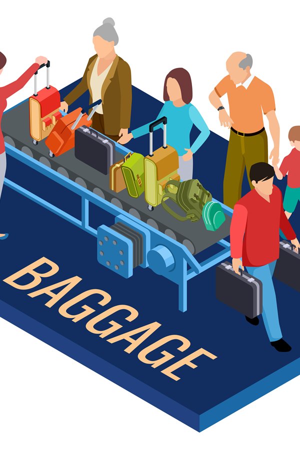 Isometric baggage claim at the airport vector concept