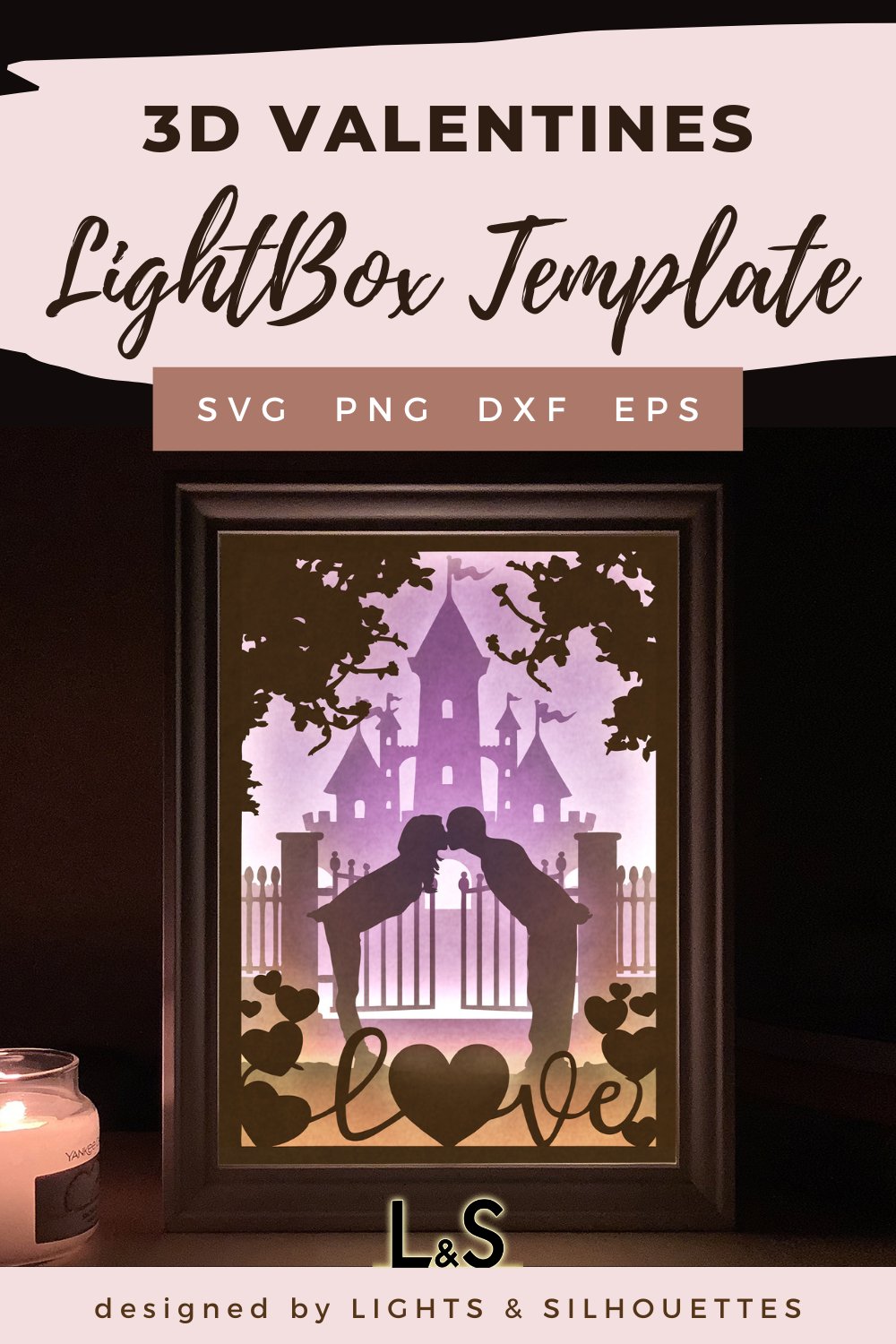Layered Love Shadow Box Cut Files | 3D Light Box Template